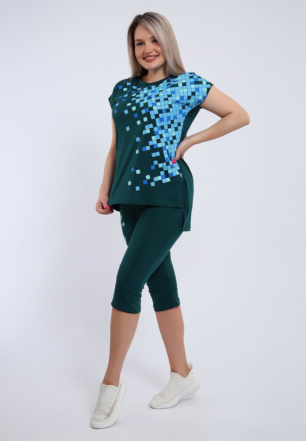 197 Костюм с бриджами - Пиксель - изумрудный