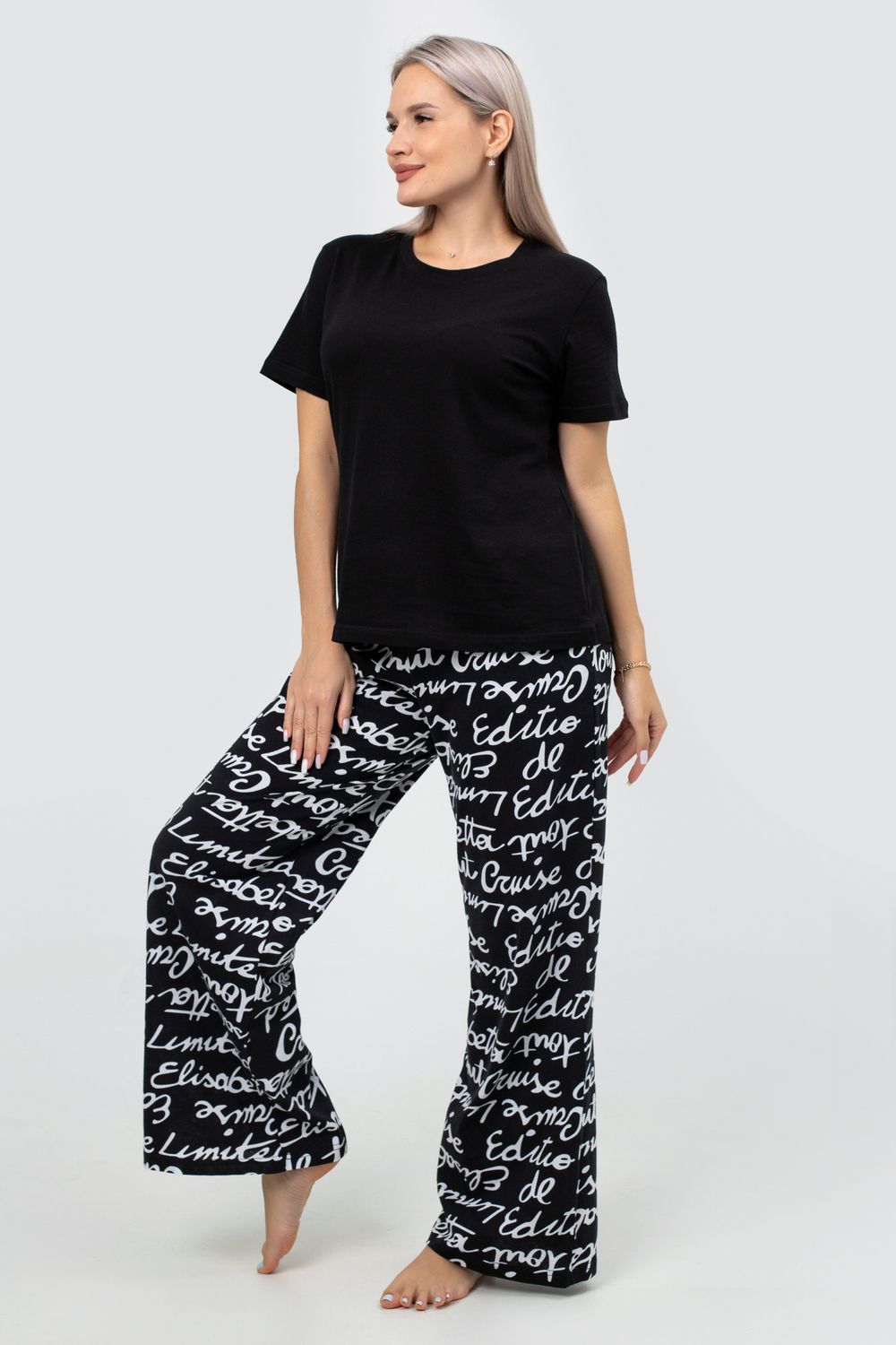 Костюм женский с брюками КЖ018 - черный,белый