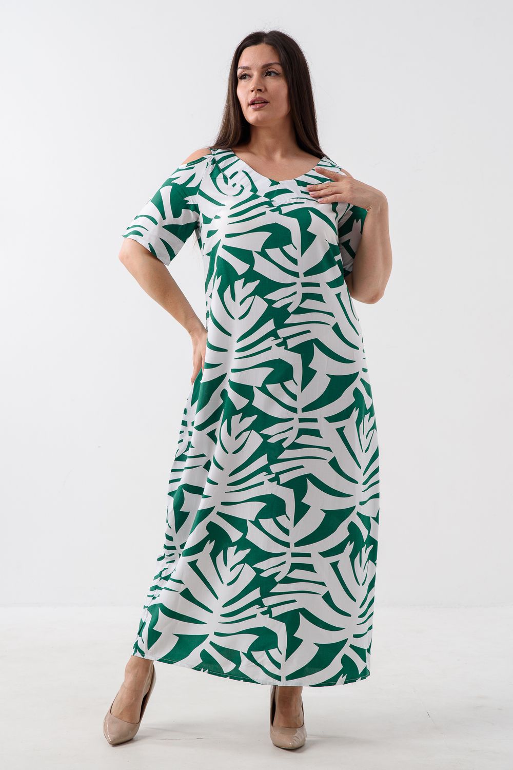 Платье женское (штапель) 52682 - зеленый