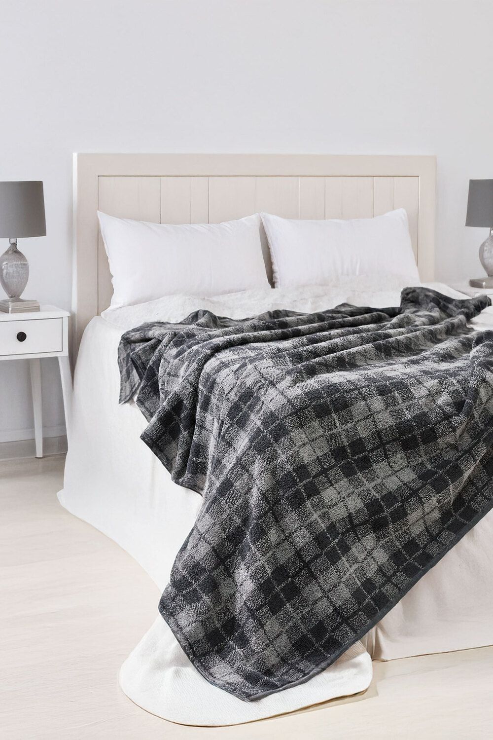 Простыня махровая Английская клетка 150х200 - графит