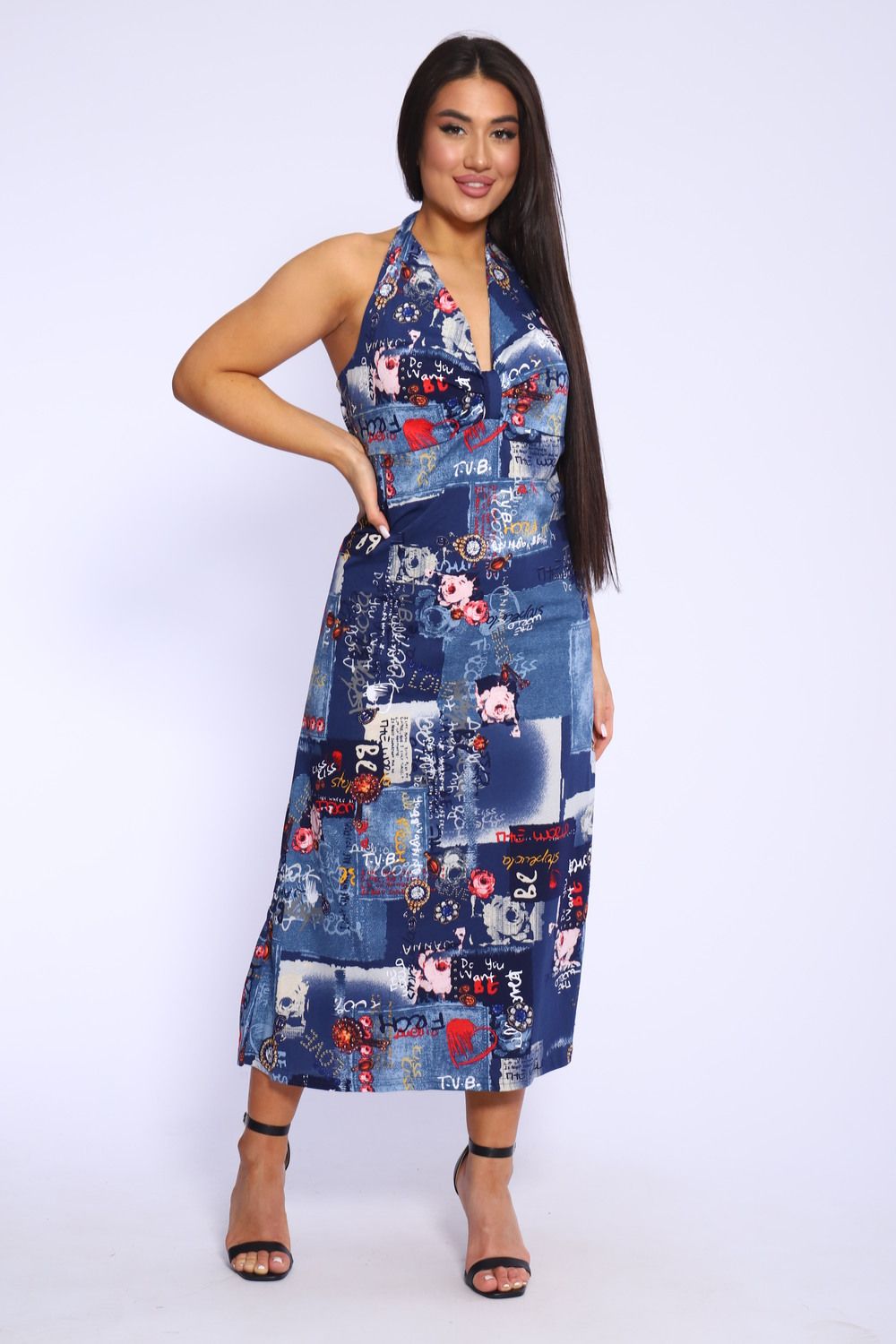 Сарафан летний женский с открытой спиной, Арт. 731 - синий