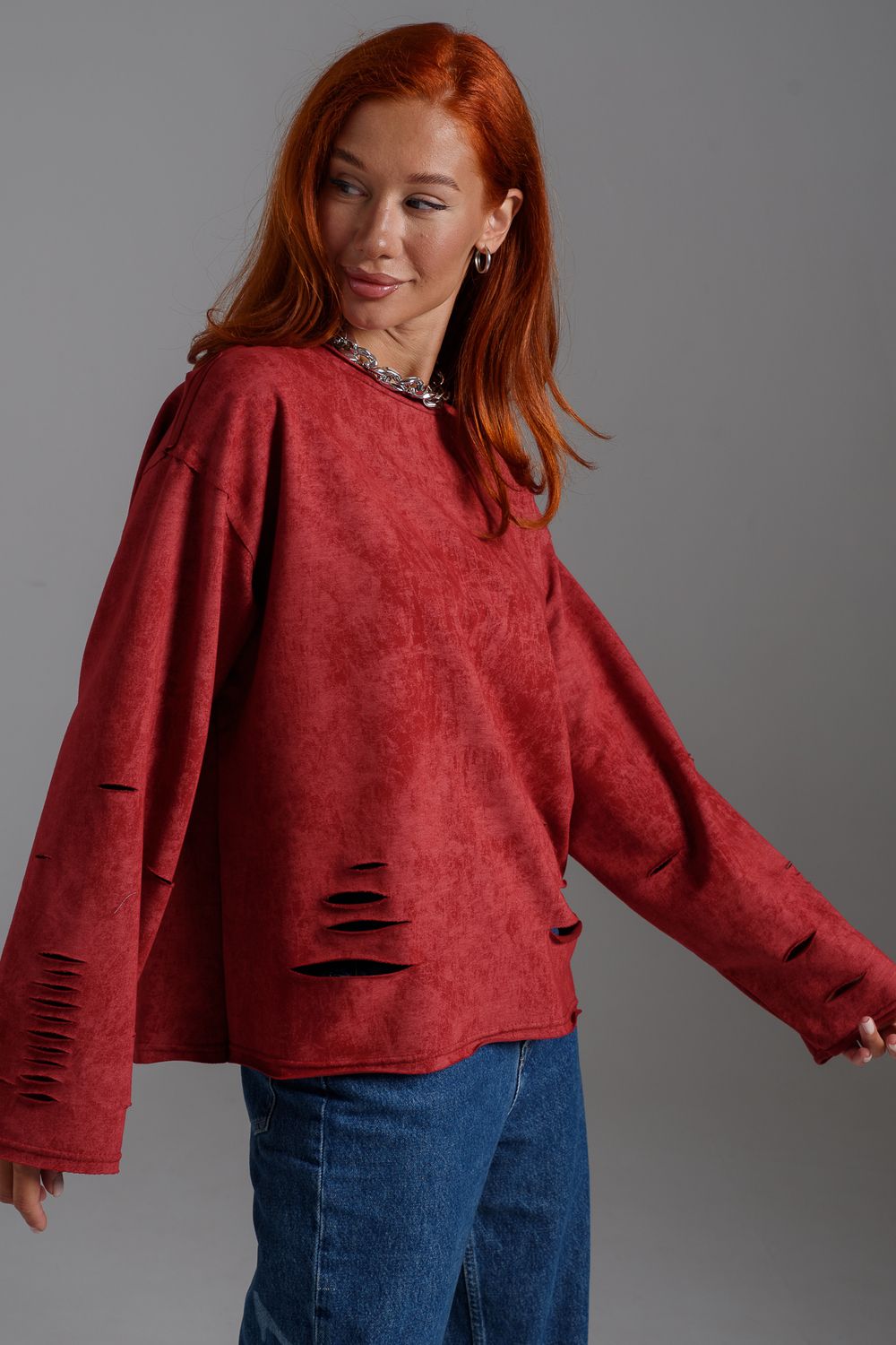 67172 толстовка женская - винтаж серый