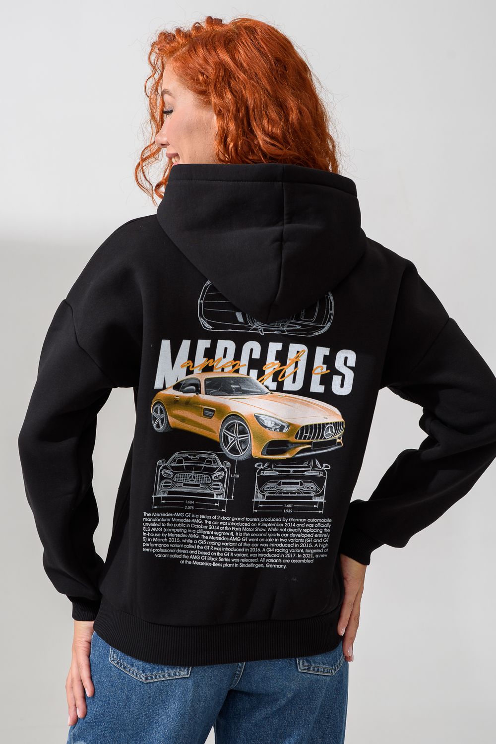 8560 толстовка женская - черный+мерседес