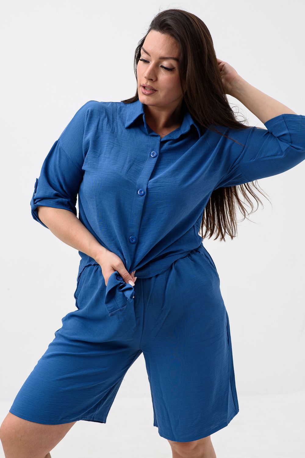 Комплект женский (рубашка+шорты) 52523 - индиго