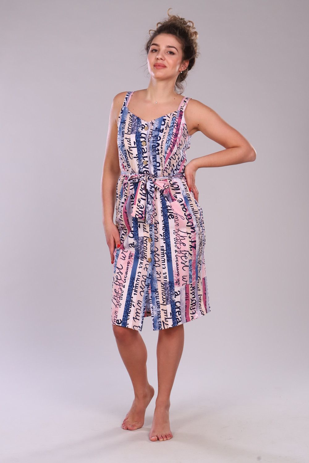 Сарафан на бретелях женский 16 - розовый