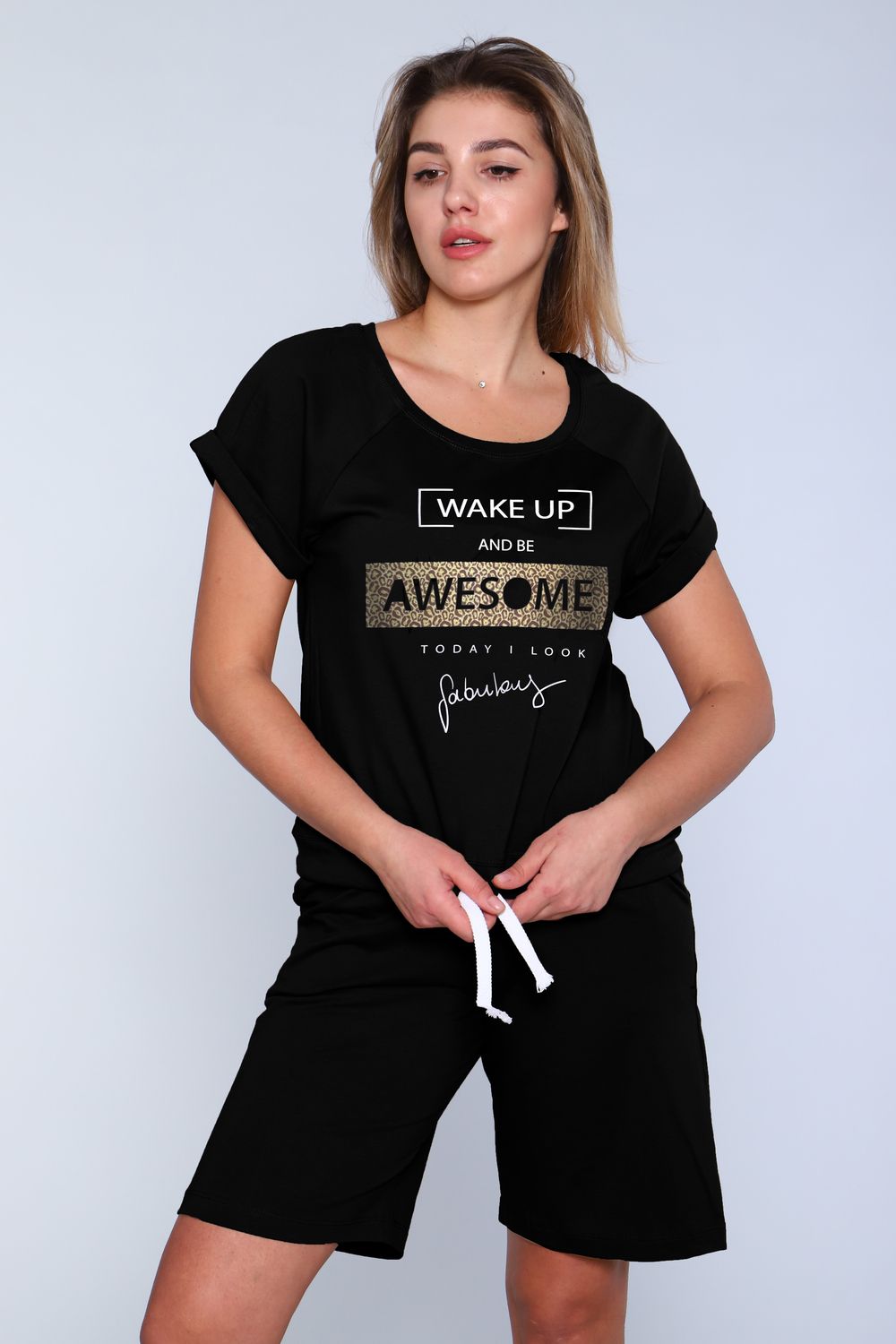 Костюм женский с шортами 299 - черный