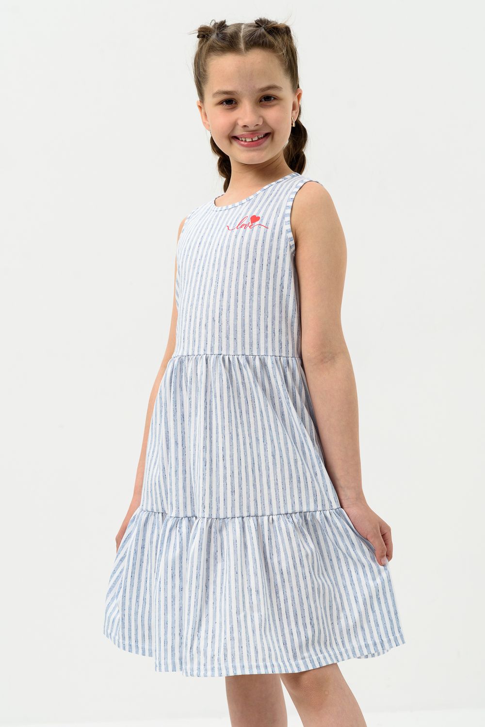 Сарафан Воланчик Печать детский - голубая полоса
