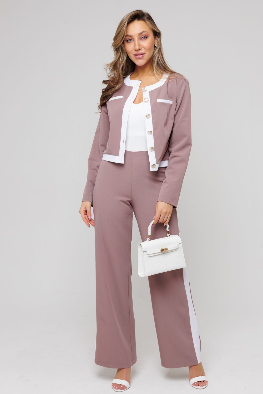 Костюм двойка деловой вечерний 43079 - коричневый