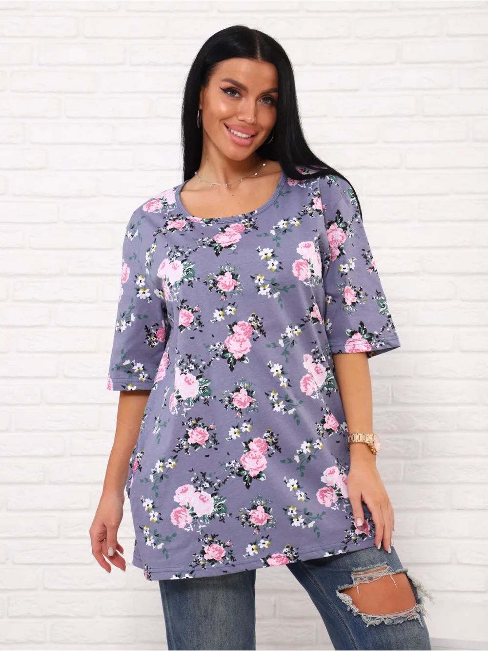 Футболка с карманами Арт. 699 - Сиреневый Розовый