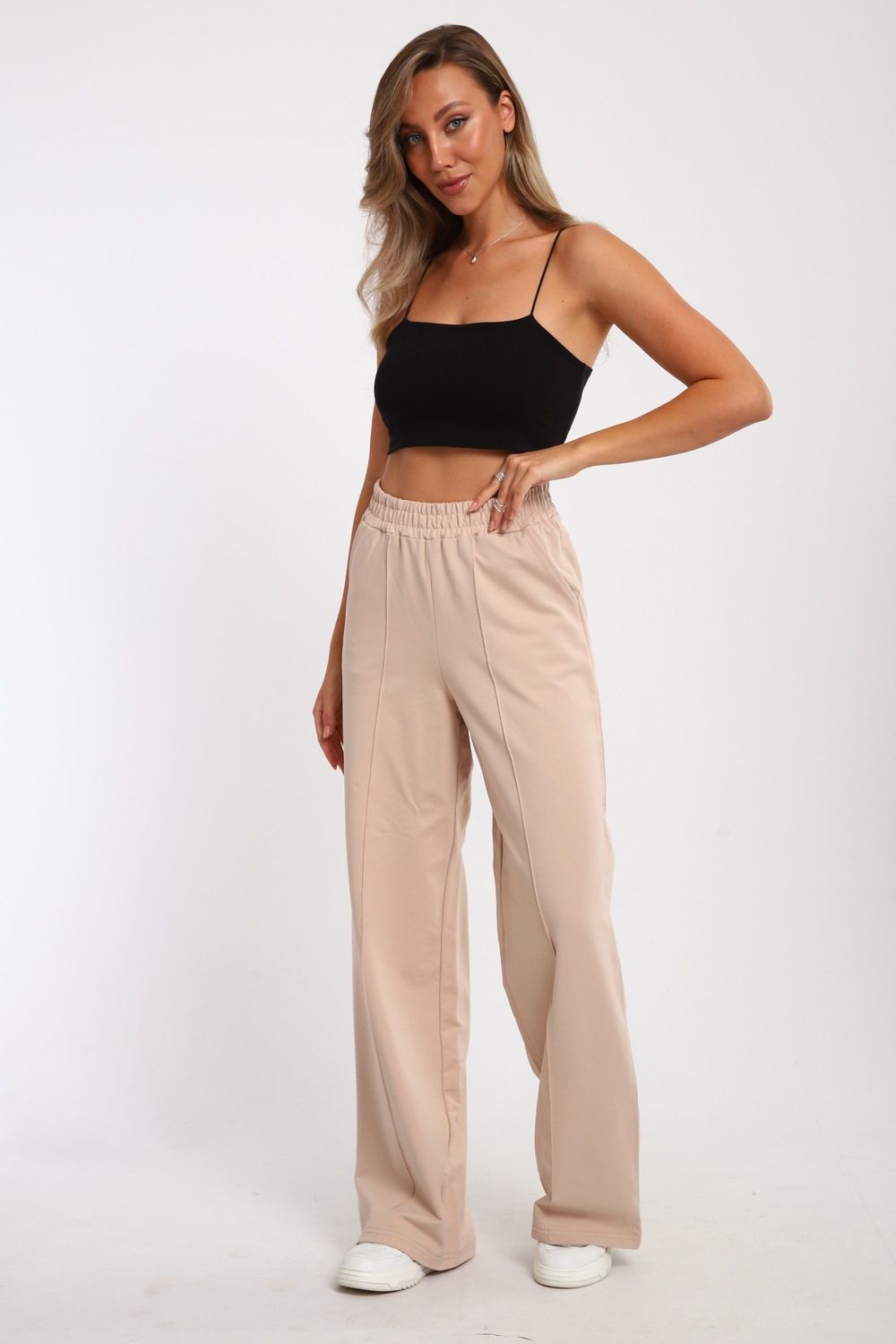 83914 брюки палаццо женские - бежевый