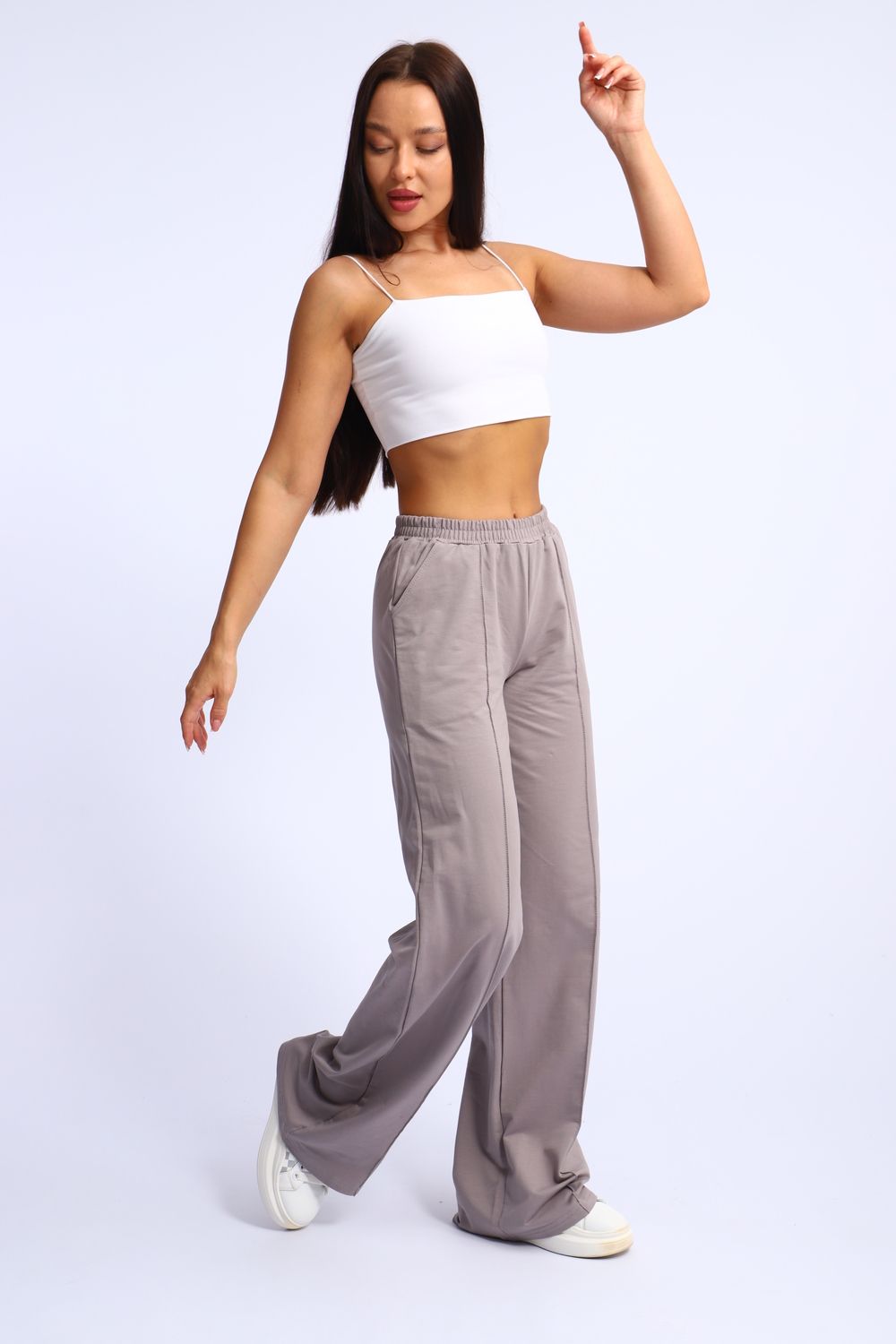 83914 брюки палаццо женские - серый