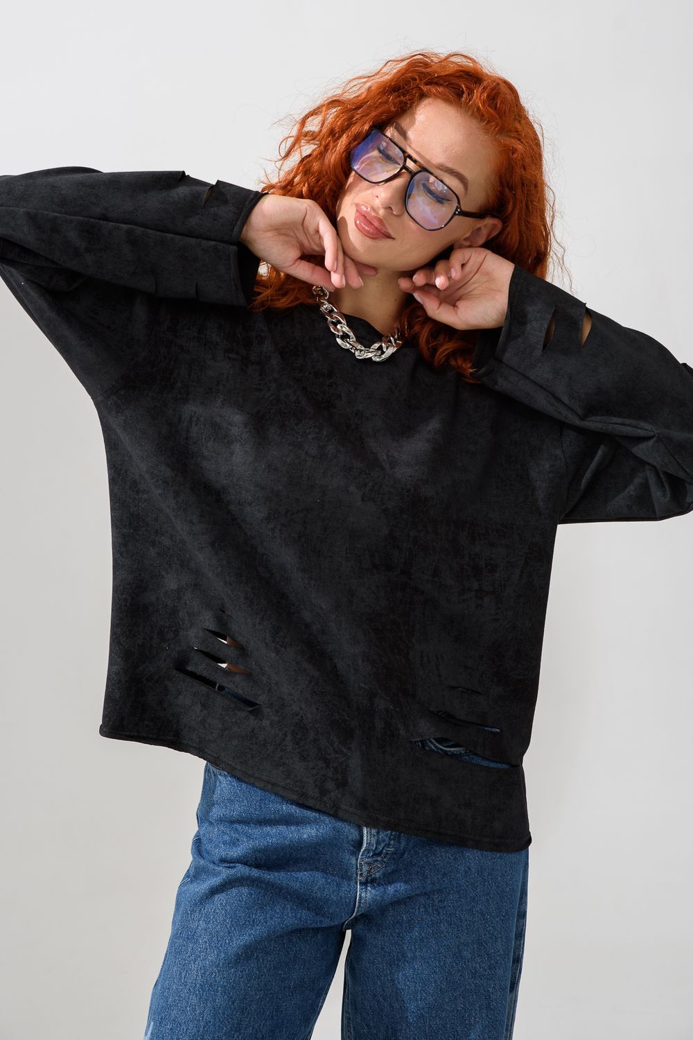 67172 толстовка женская - винтаж черный