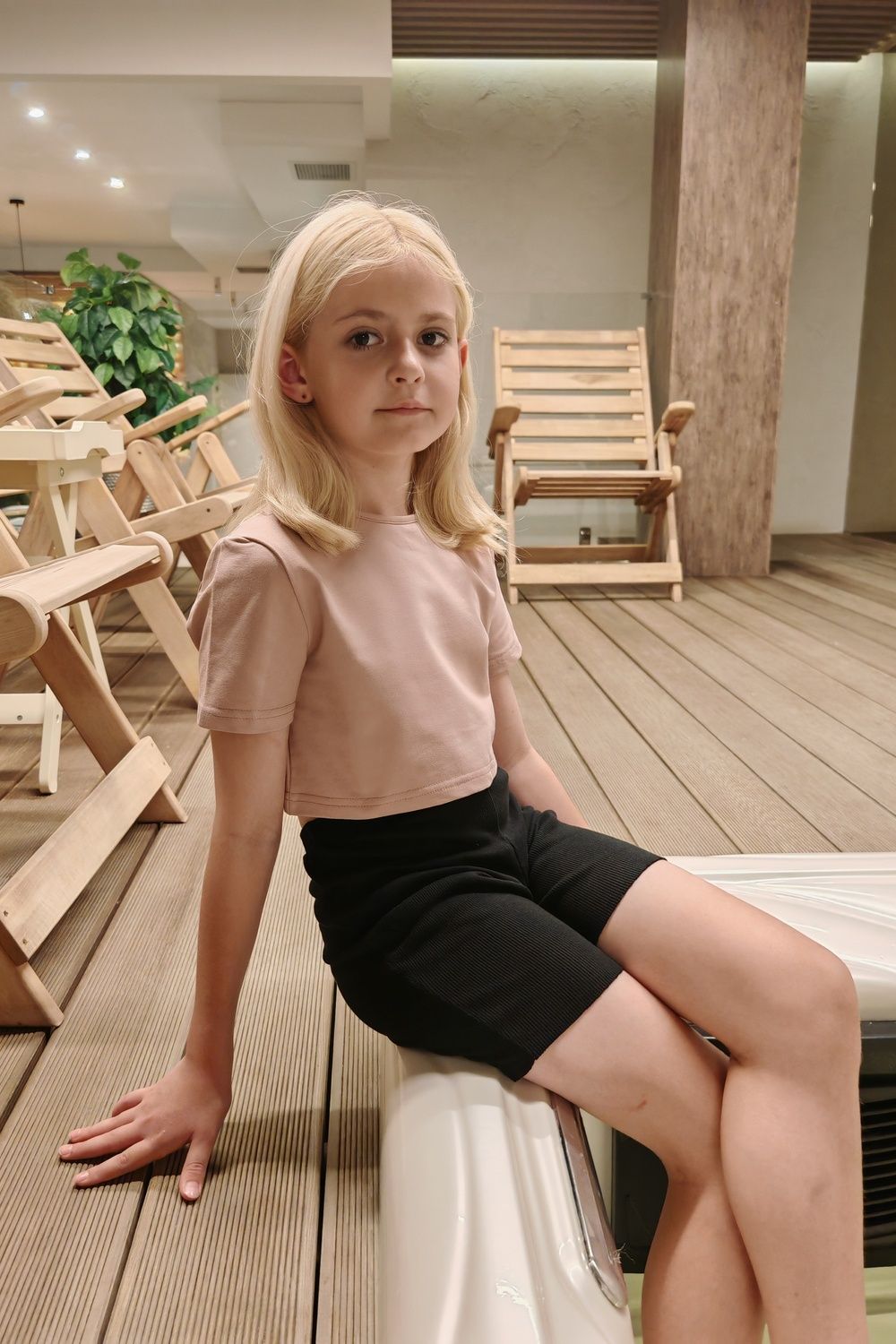 83908/1 футболка укороченная детская - бежевый