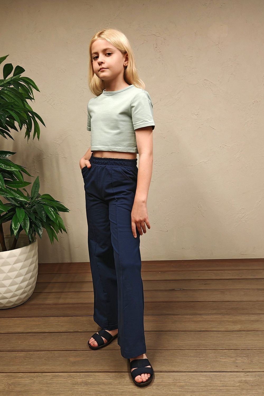 83908/1 футболка укороченная детская - ментол