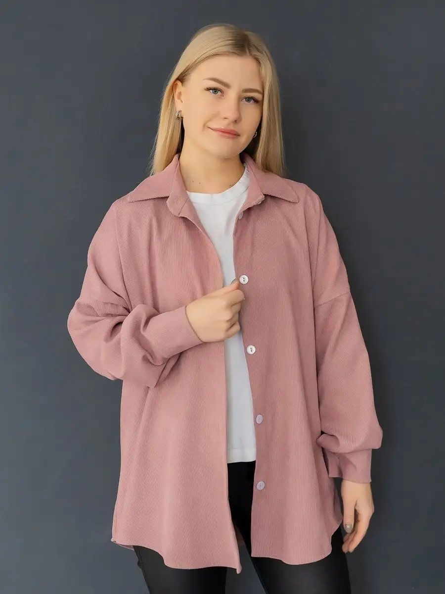 Рубашка женская вельвет РЖМ-01 - пудровый