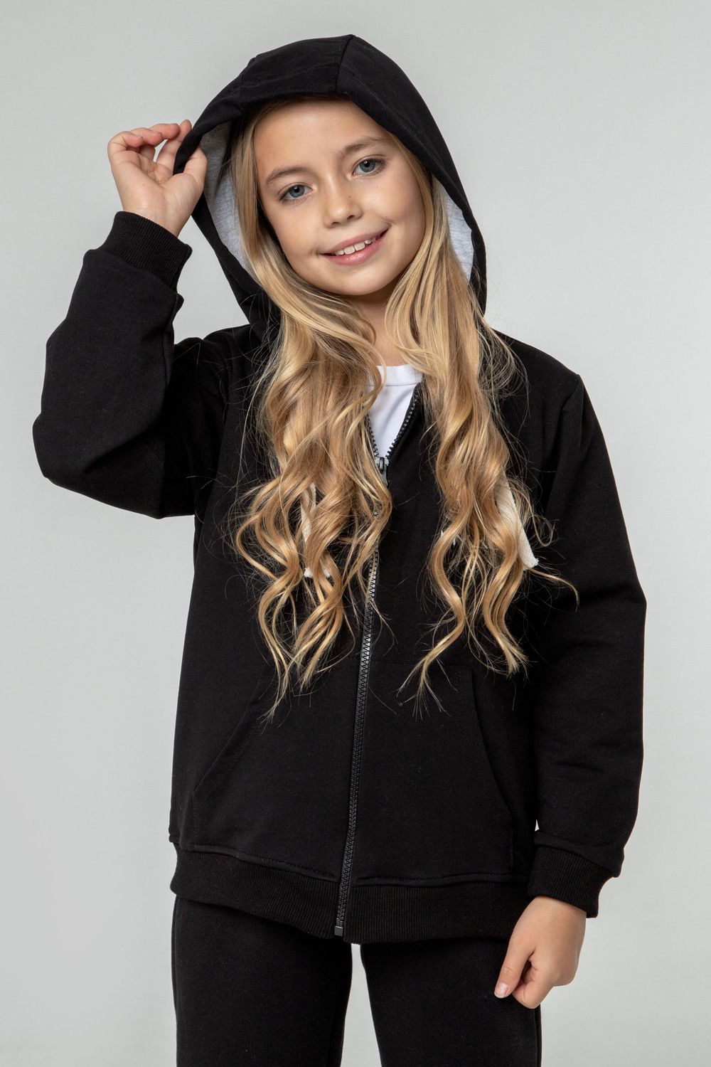 Худи зип 25-08 - черный