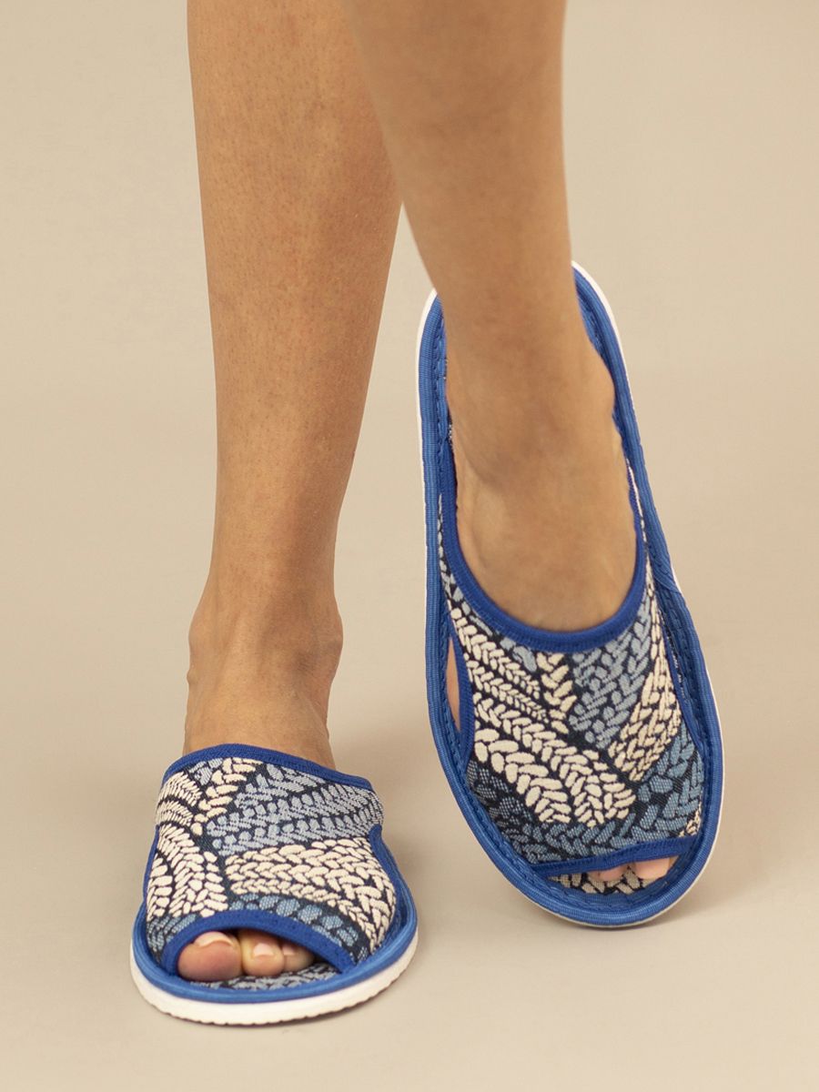 Тапки женские ЖТПО - косички/синий