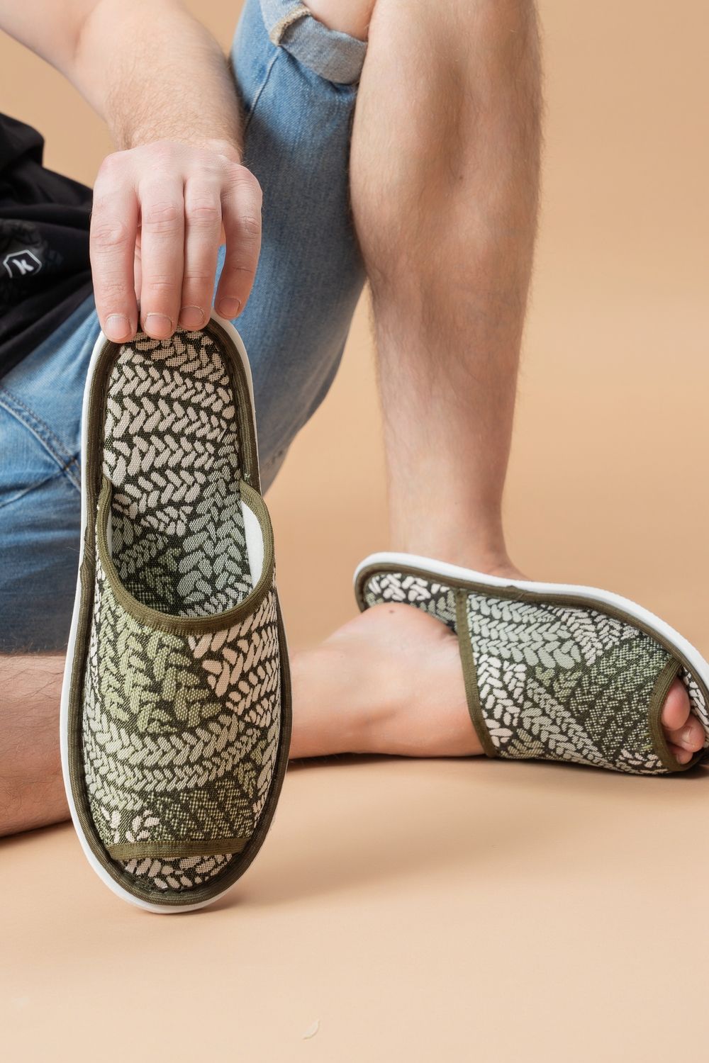 Тапки мужские МШО - косички/зеленый