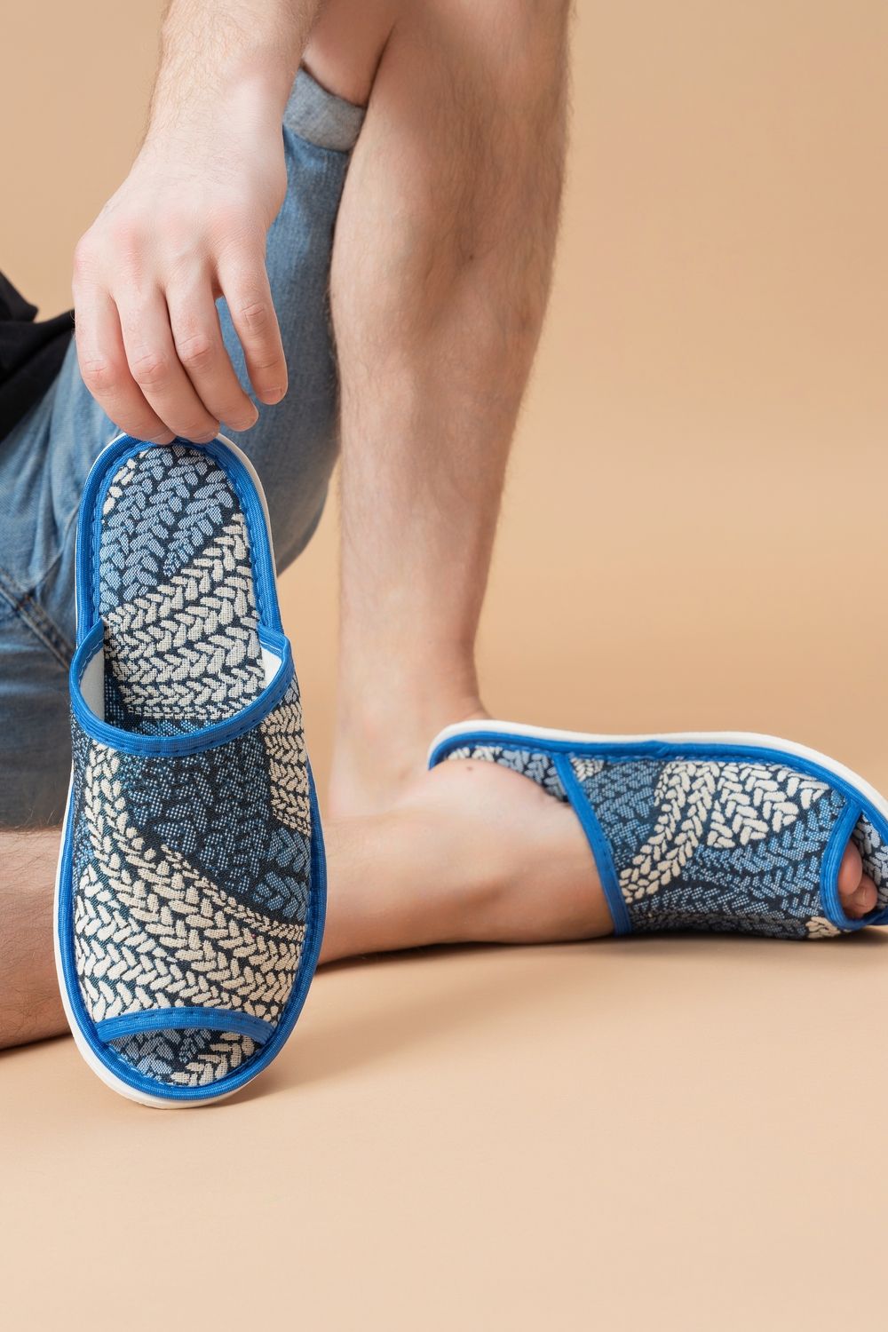 Тапки мужские МШО - косички/синий