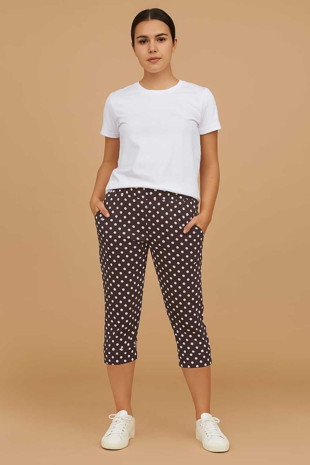 Бриджи женские в горох 4.кор - коричневый