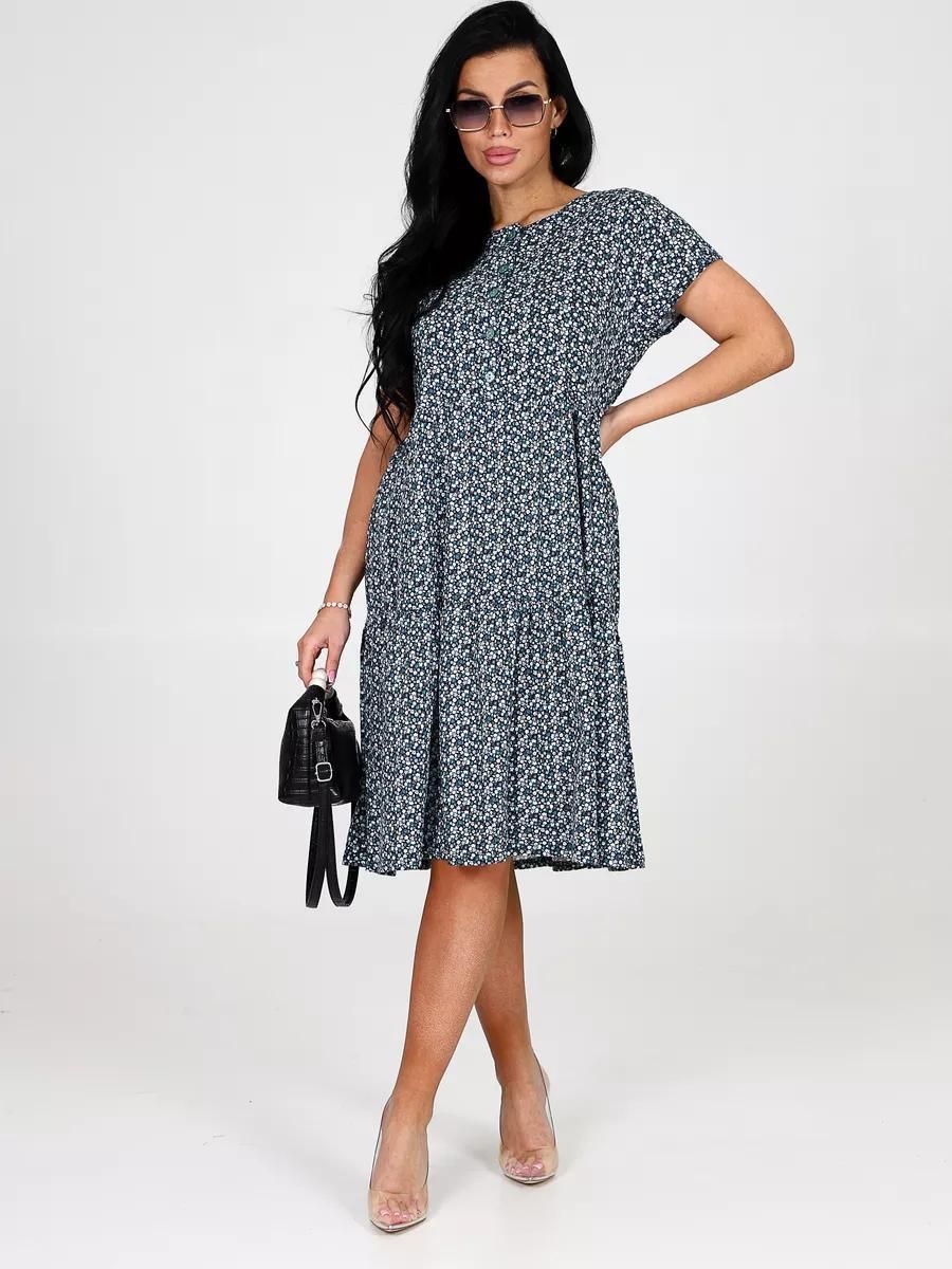 Платье-мелкие-цветы-04 - хаки