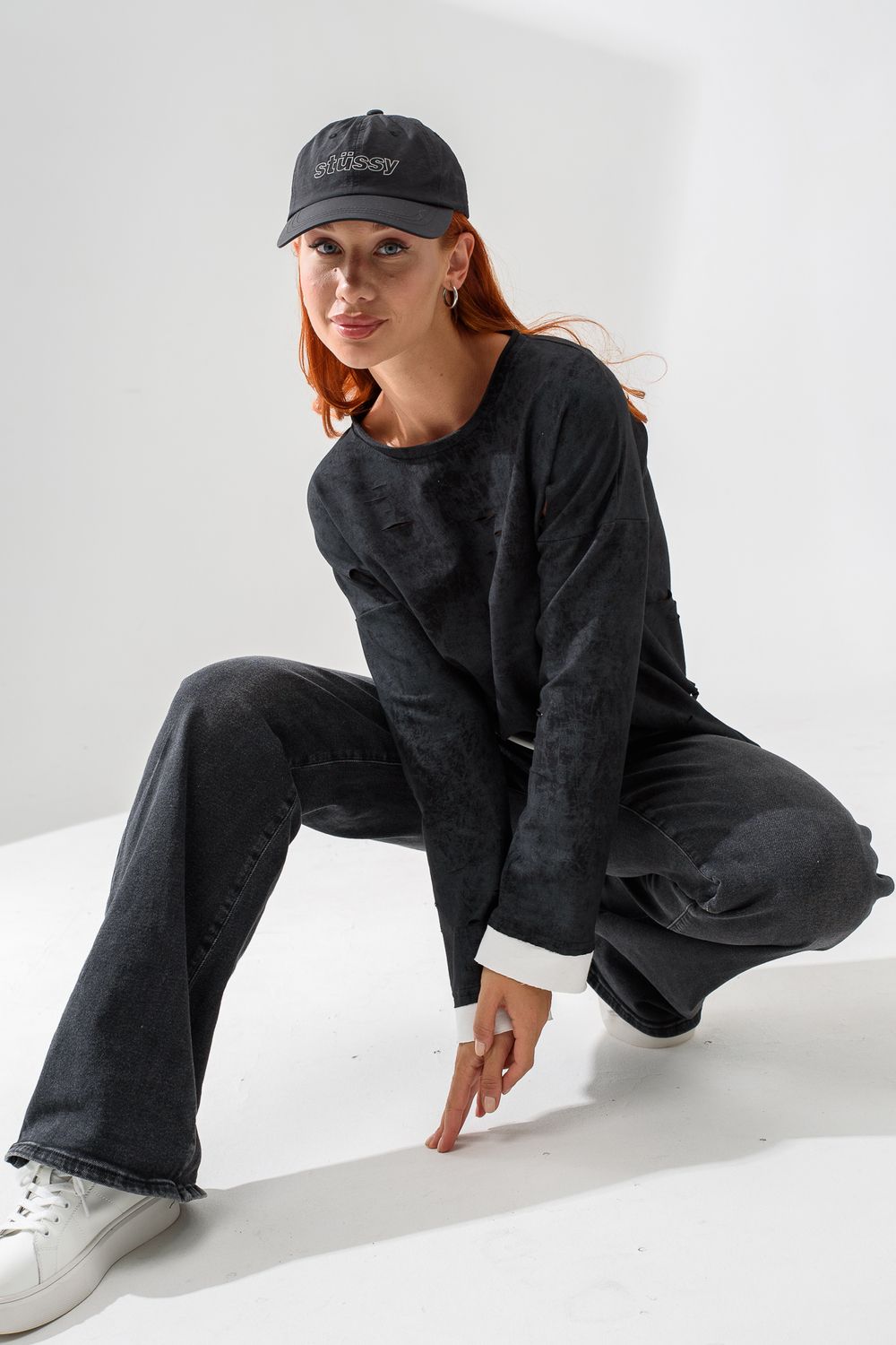 7489W лонгслив женский - винтаж черный