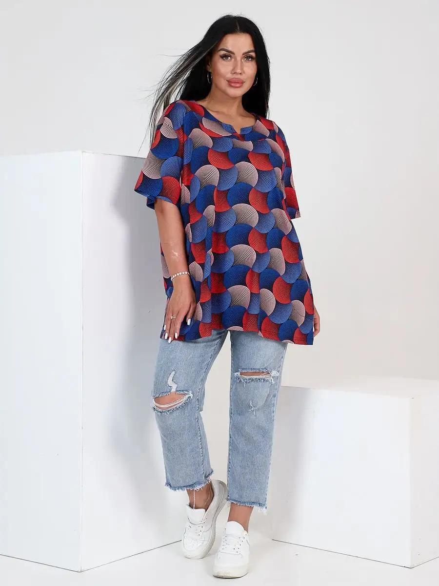 Туника женская Круги 009 - синий