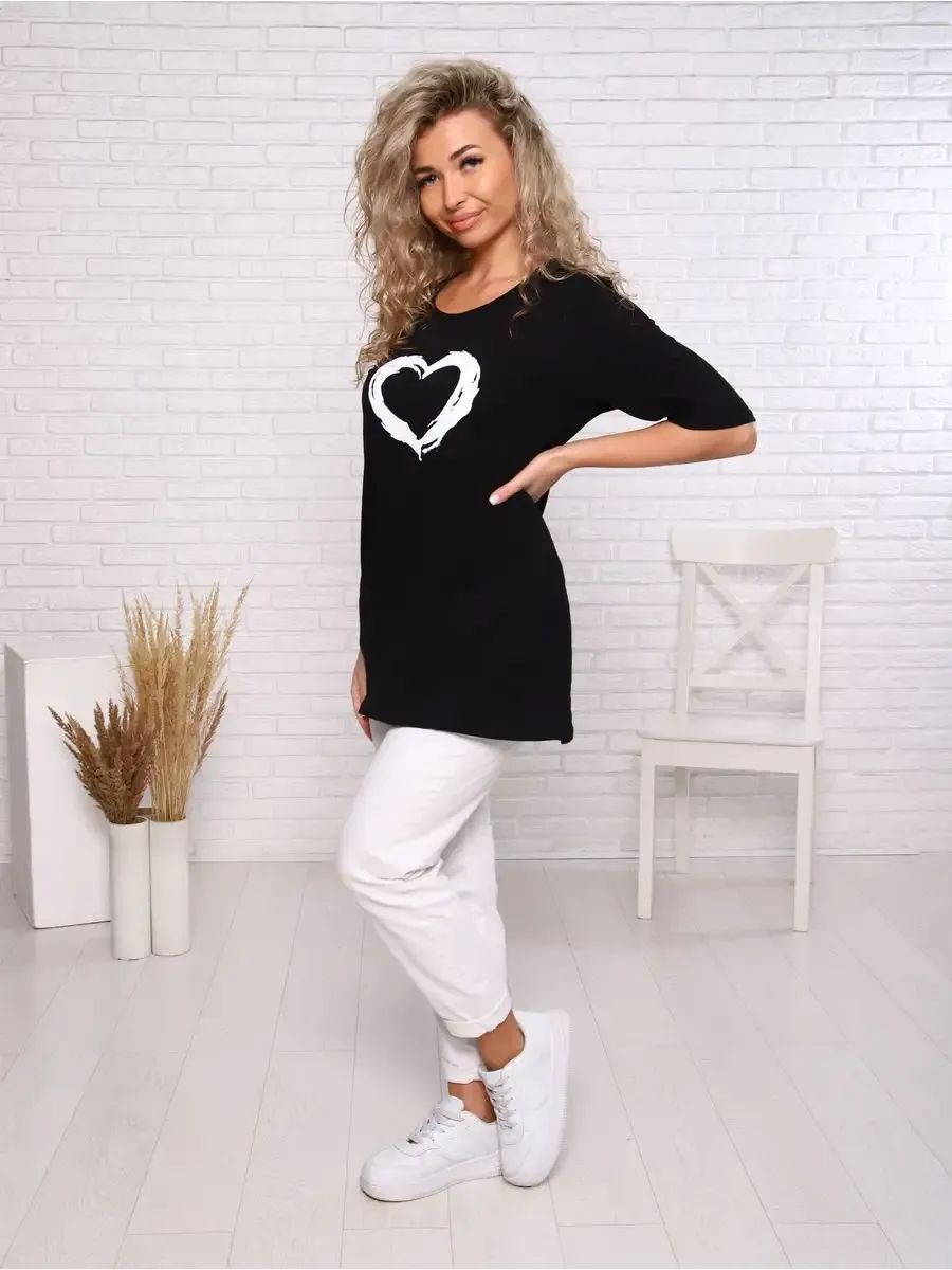 Футболка удлиненная 783 - черный
