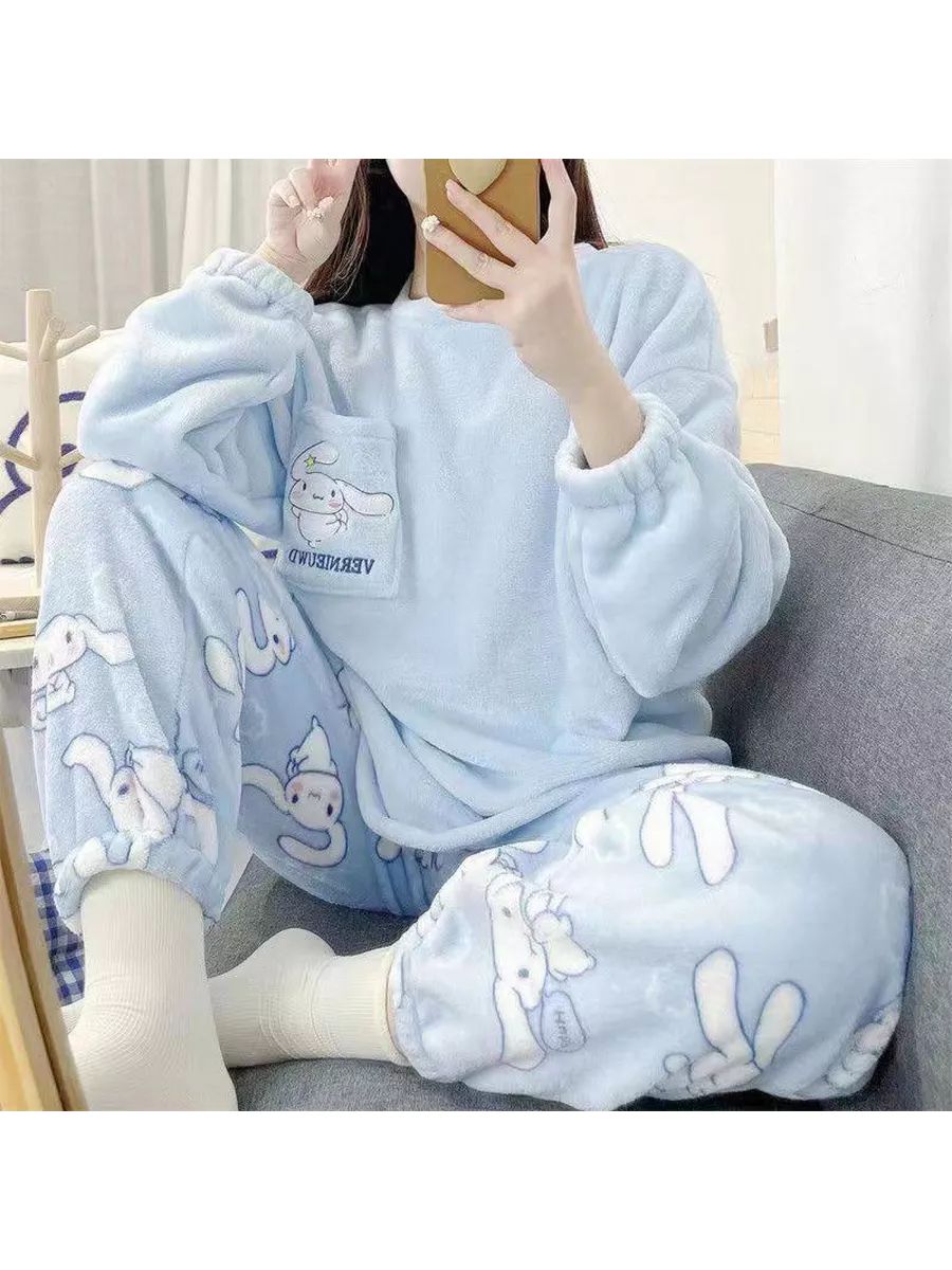 60114 Пижама плюшевая - голубой