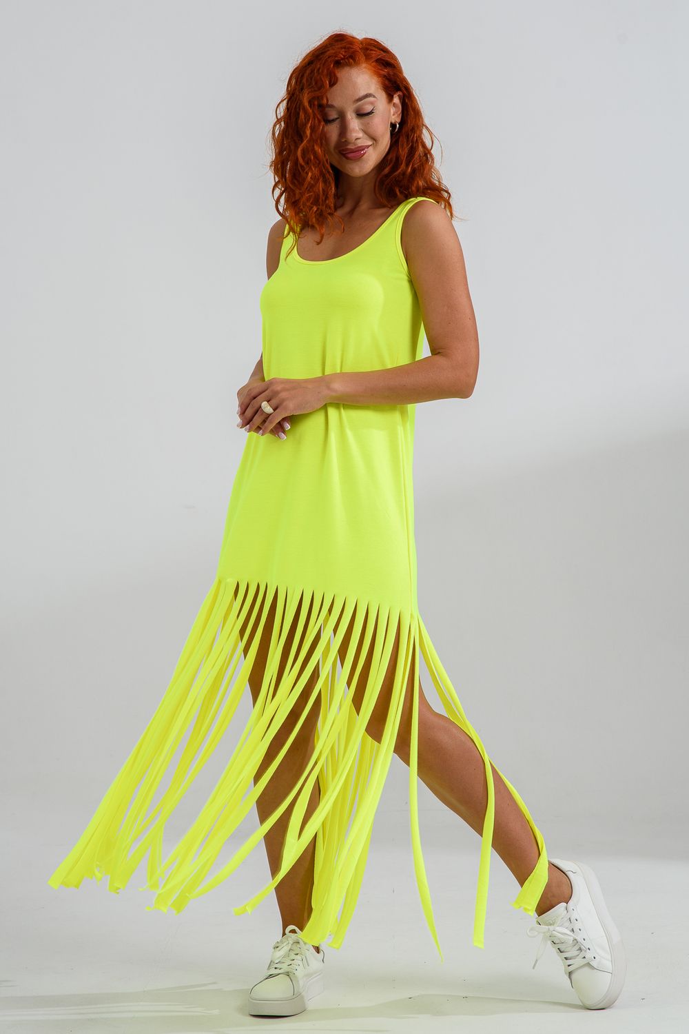 7488 Платье женское - желтый неон