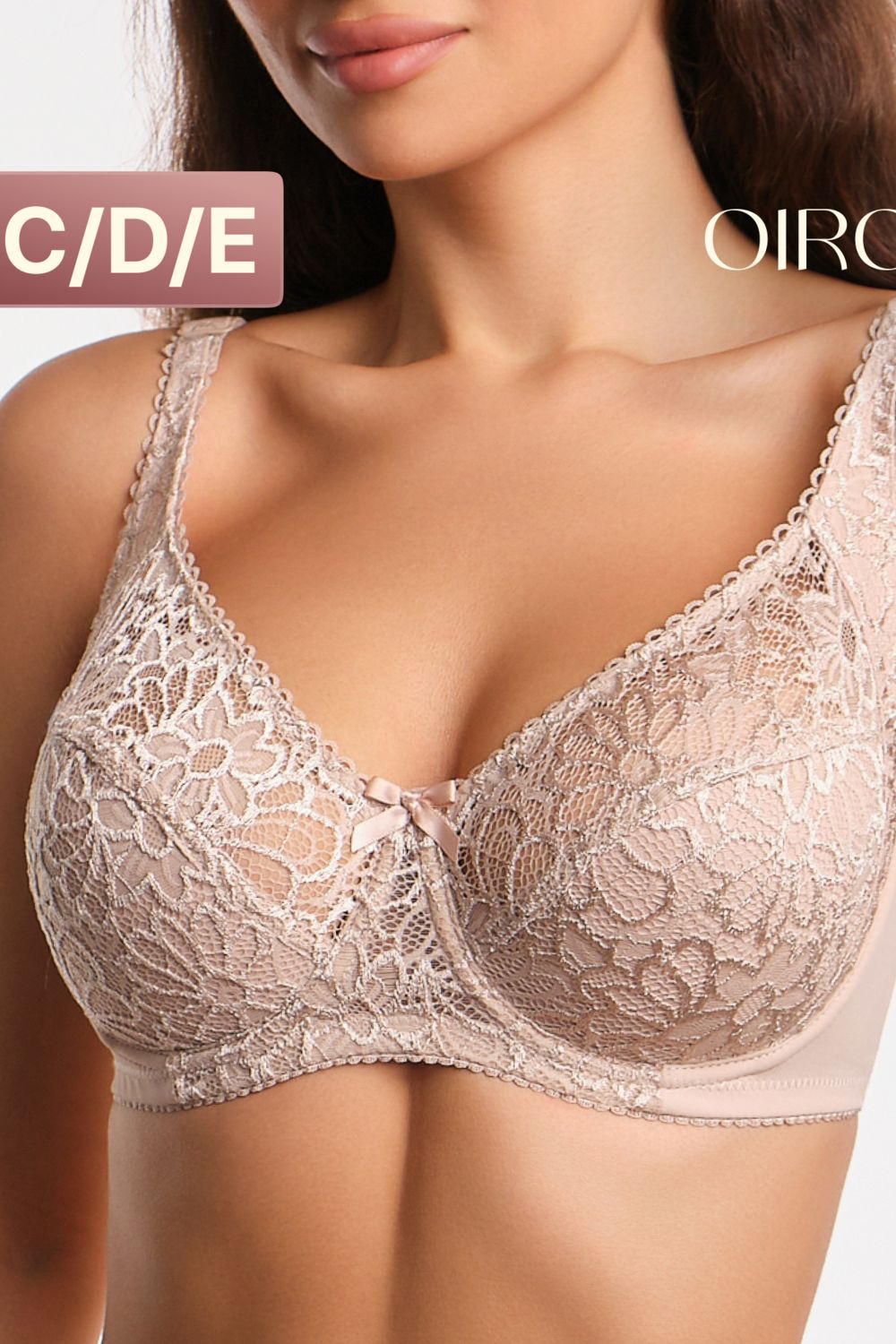 Бюстгальтер кружевной OIRO с цветочным принтом MARTA 2806 - бежевый