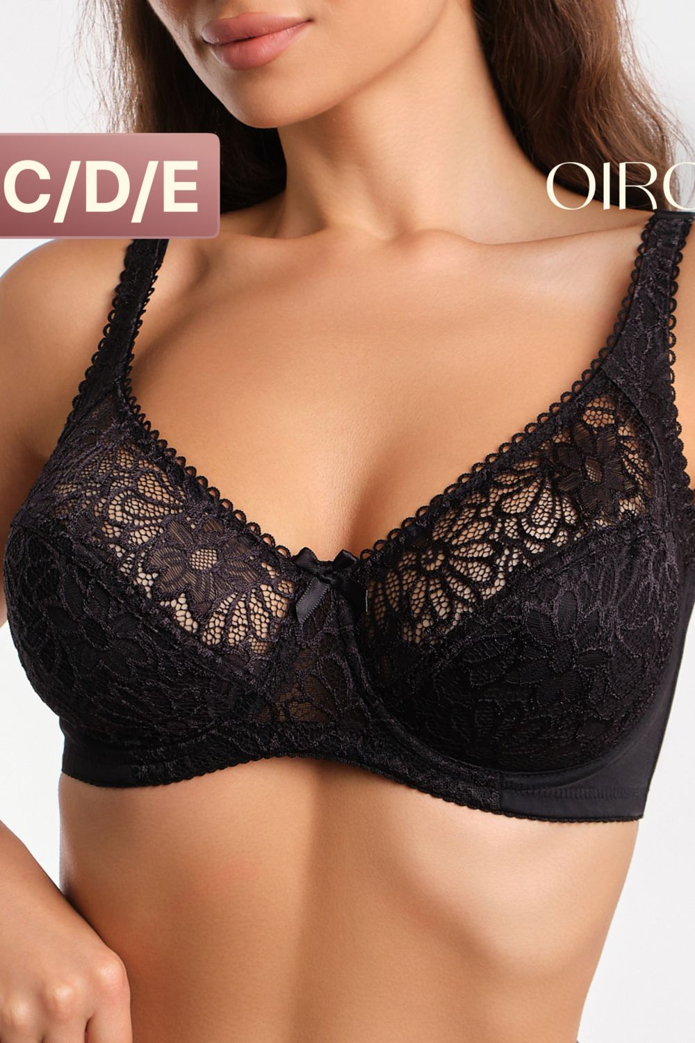 Бюстгальтер кружевной OIRO с цветочным принтом MARTA 2806 - черный
