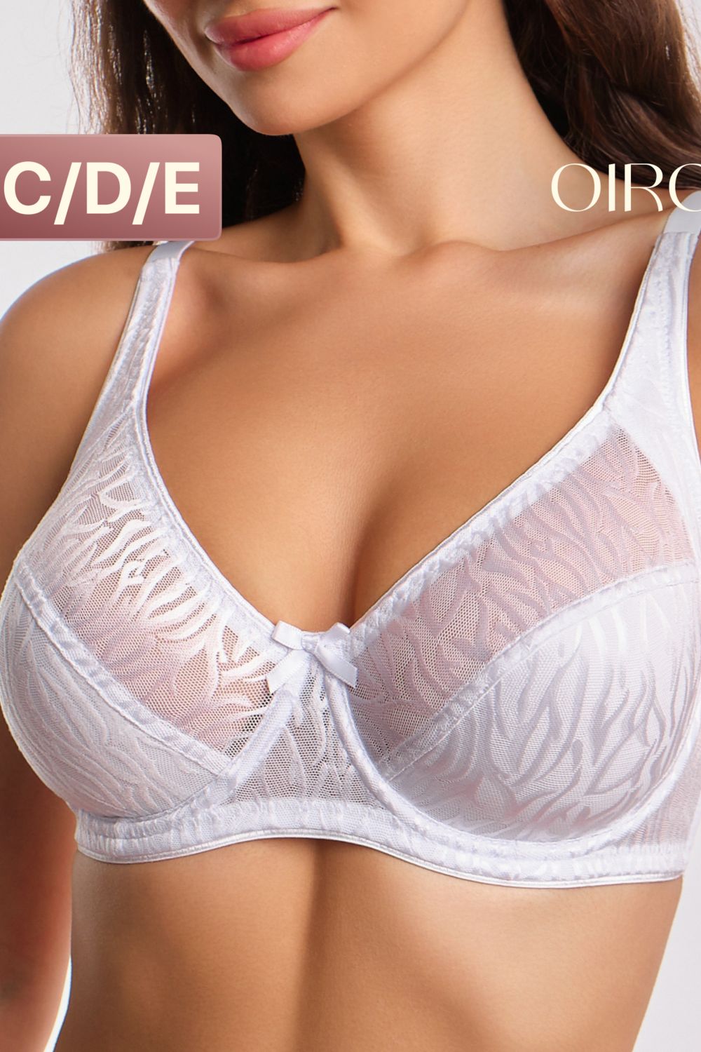 Бюстгальтер с мягкой чашей OIRO сетка с полосами MONICA 2802 - белый