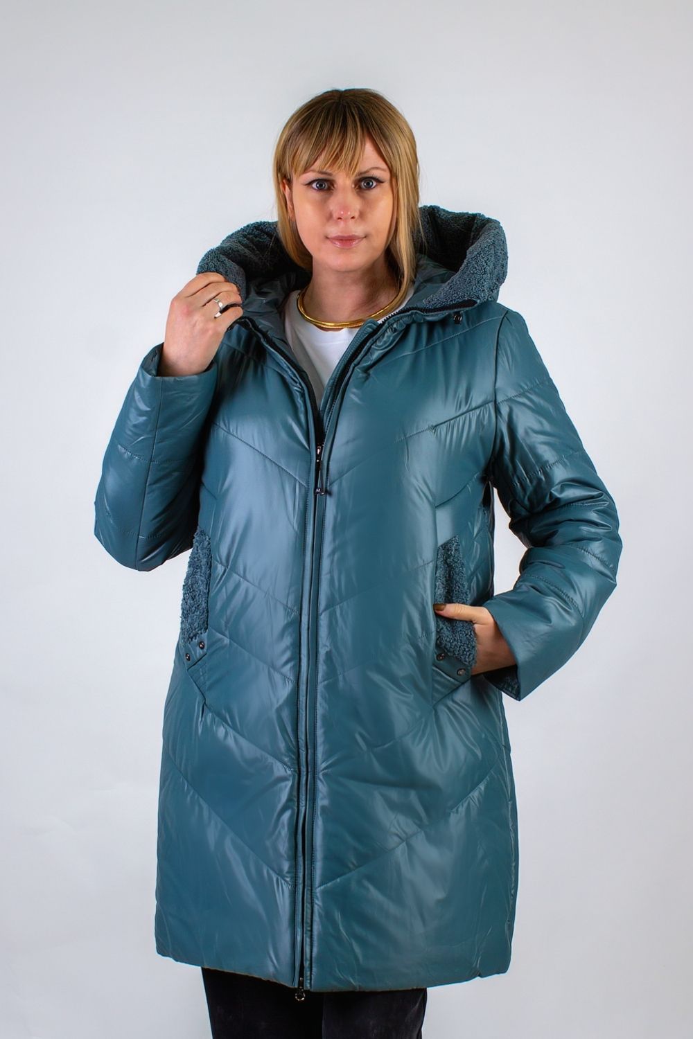 Куртка с верблюжьей шерстью арт.219 - бирюзовый