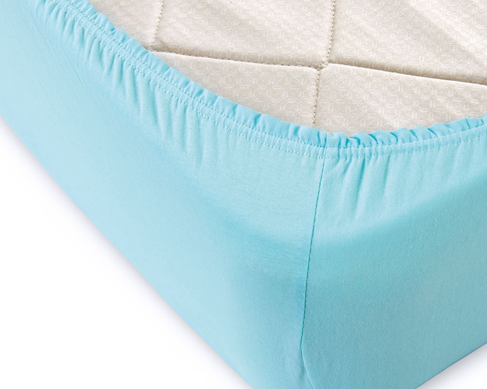 Трикотажная простынь на резинке - бирюзовый