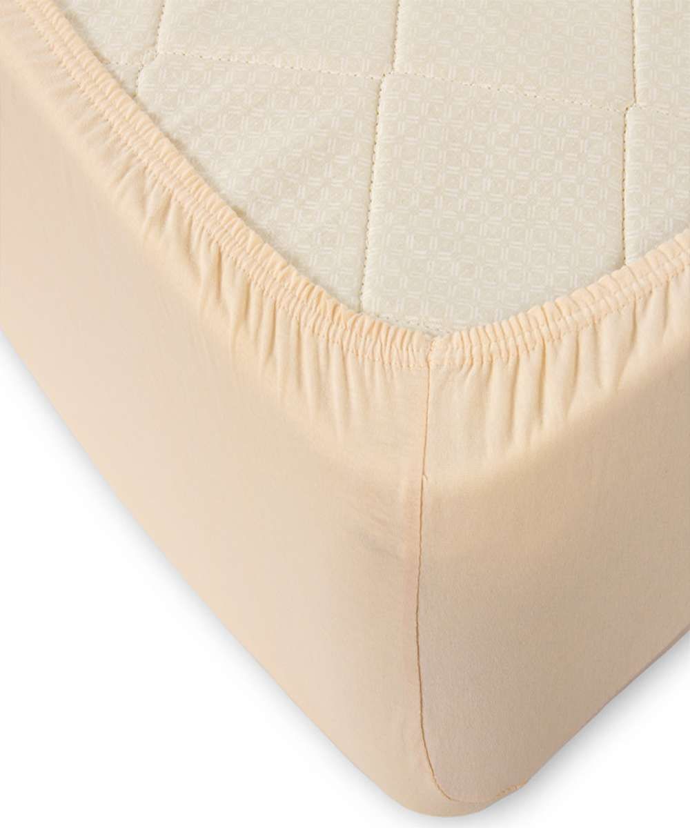 Трикотажная простынь на резинке - крем