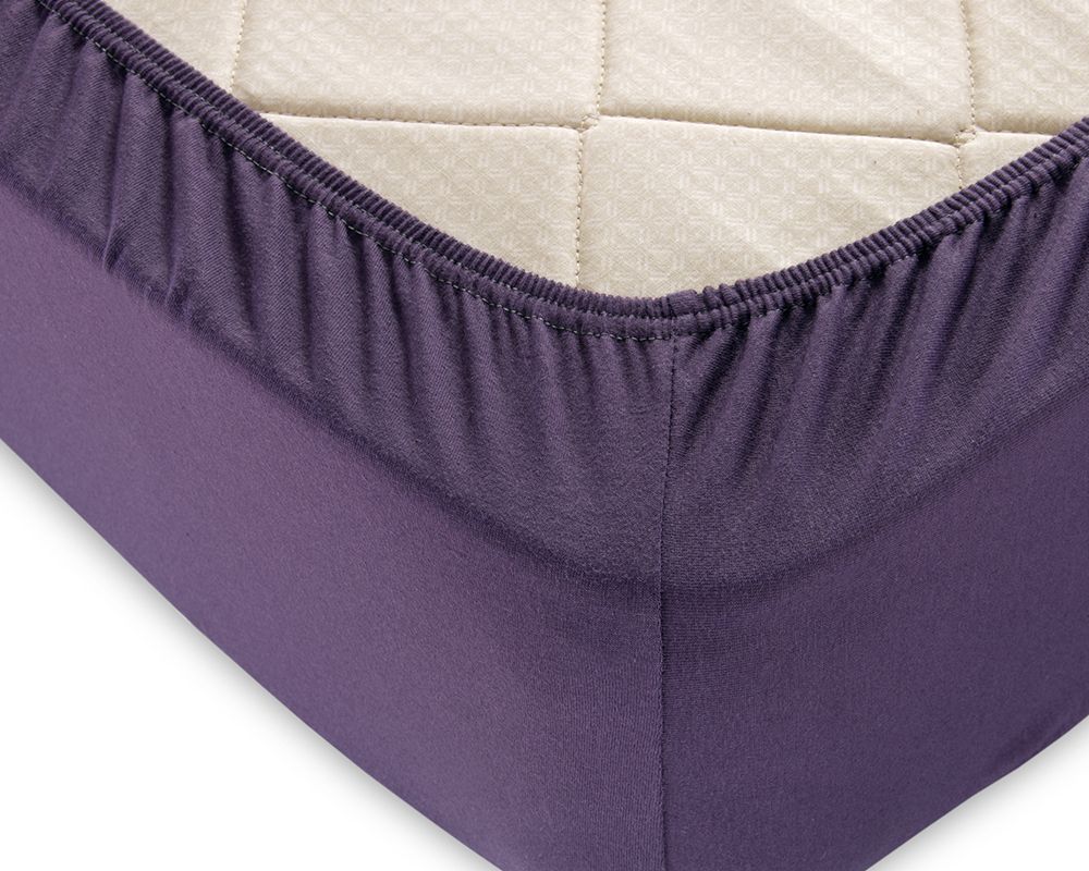 Трикотажная простынь на резинке - баклажан