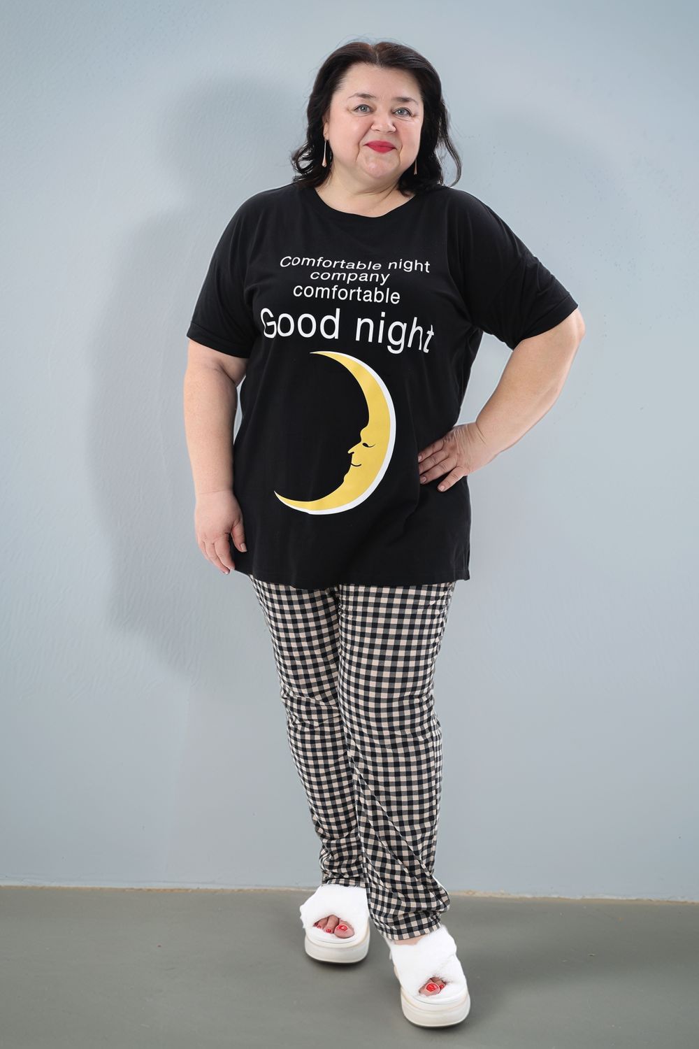 Пижама с брюками больших размеров Луна - темно-синий