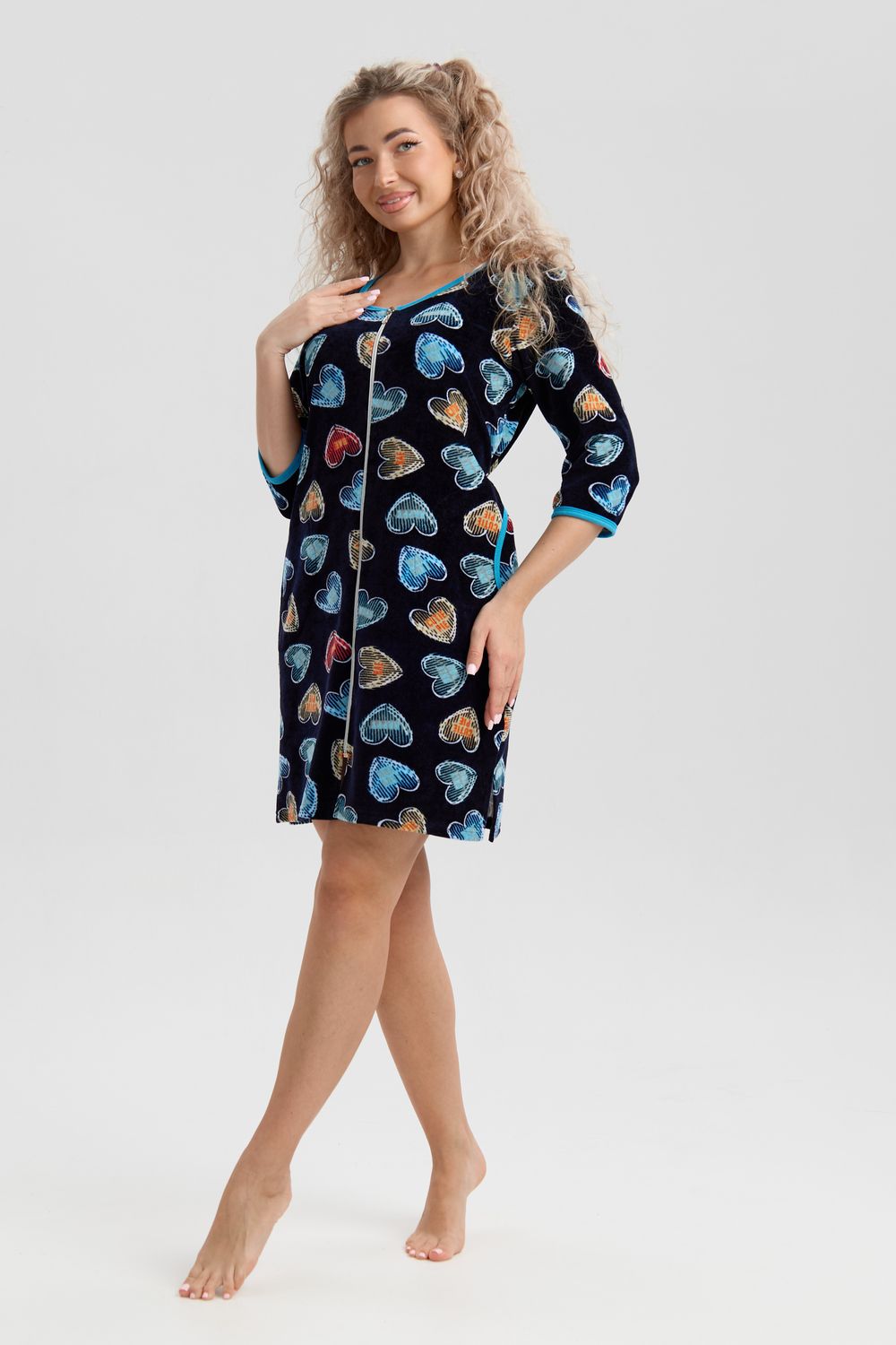 Халат 36974 - темно-синий