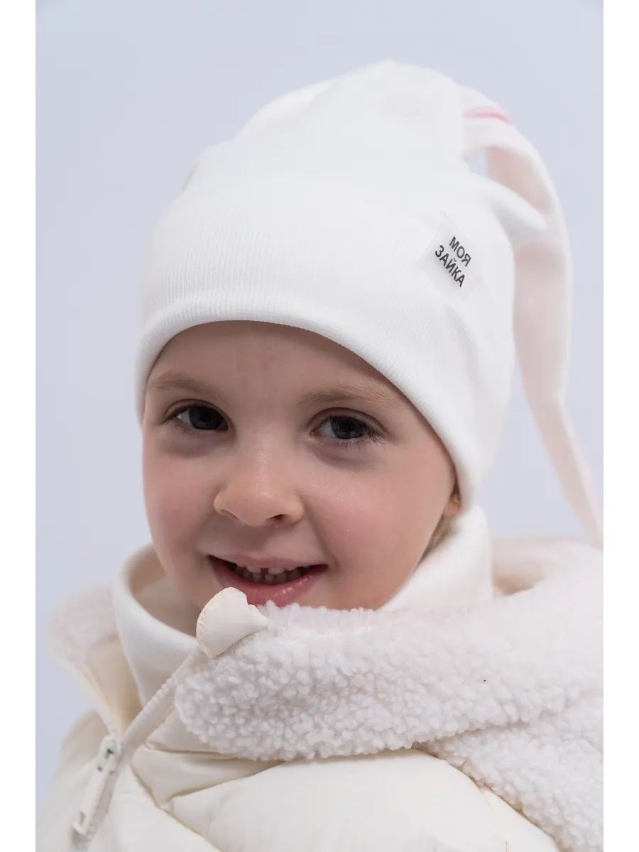 60155 Шапка+снуд Зайка - белый