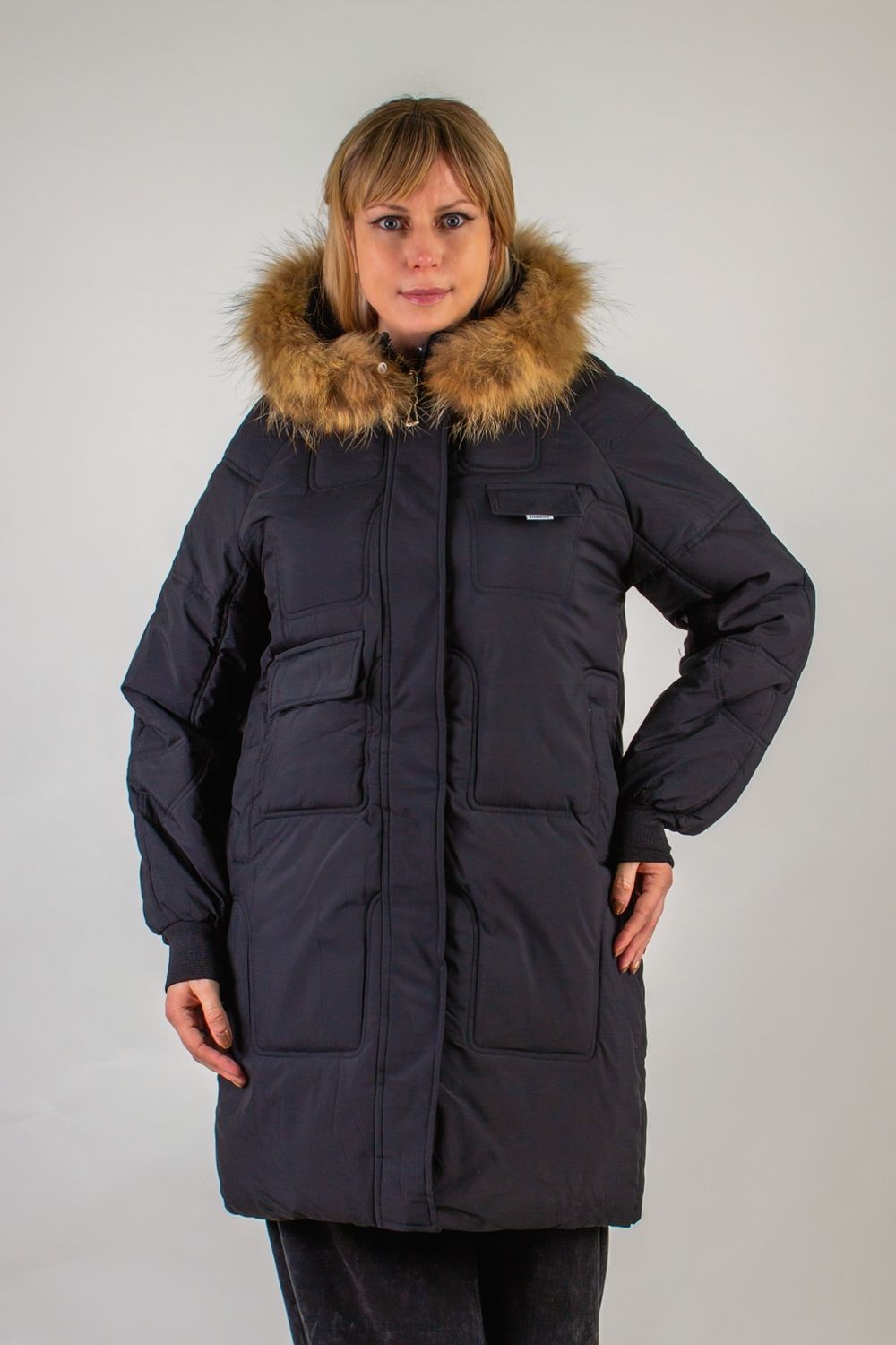 Зимняя парка, натуральный мех арт.620 - черный