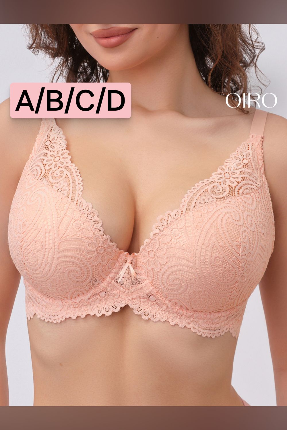 Бюстгальтер кружевной OIRO с пуш-ап ALICE 1032 - бежевый