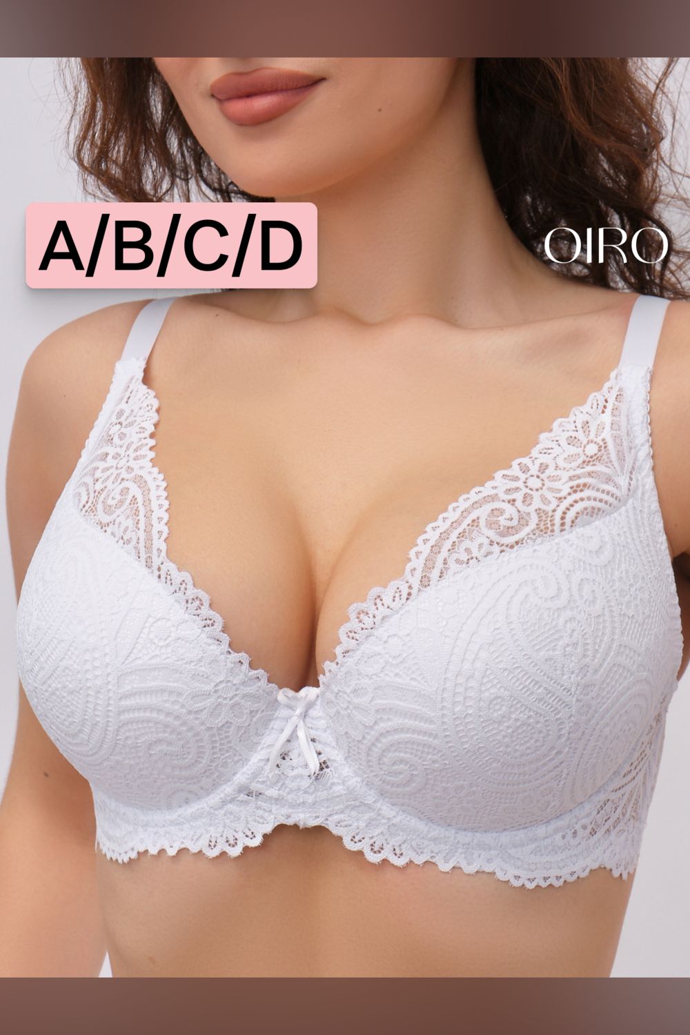 Бюстгальтер кружевной OIRO с пуш-ап ALICE 1032 - белый