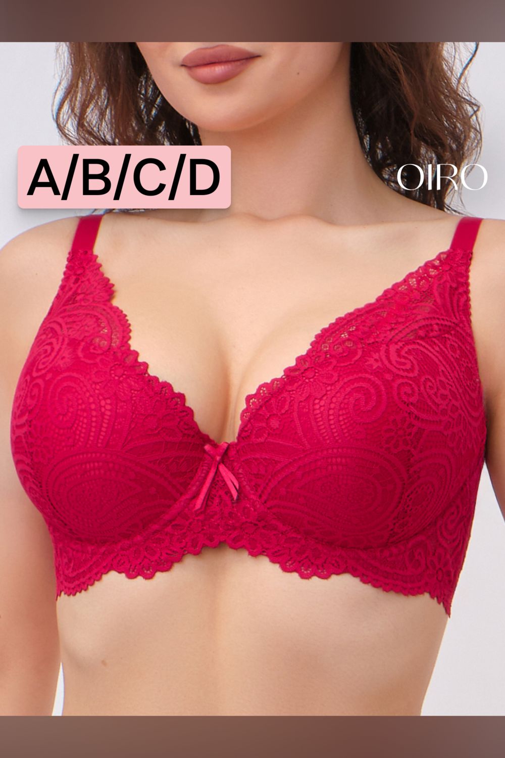 Бюстгальтер кружевной OIRO с пуш-ап ALICE 1032 - красный