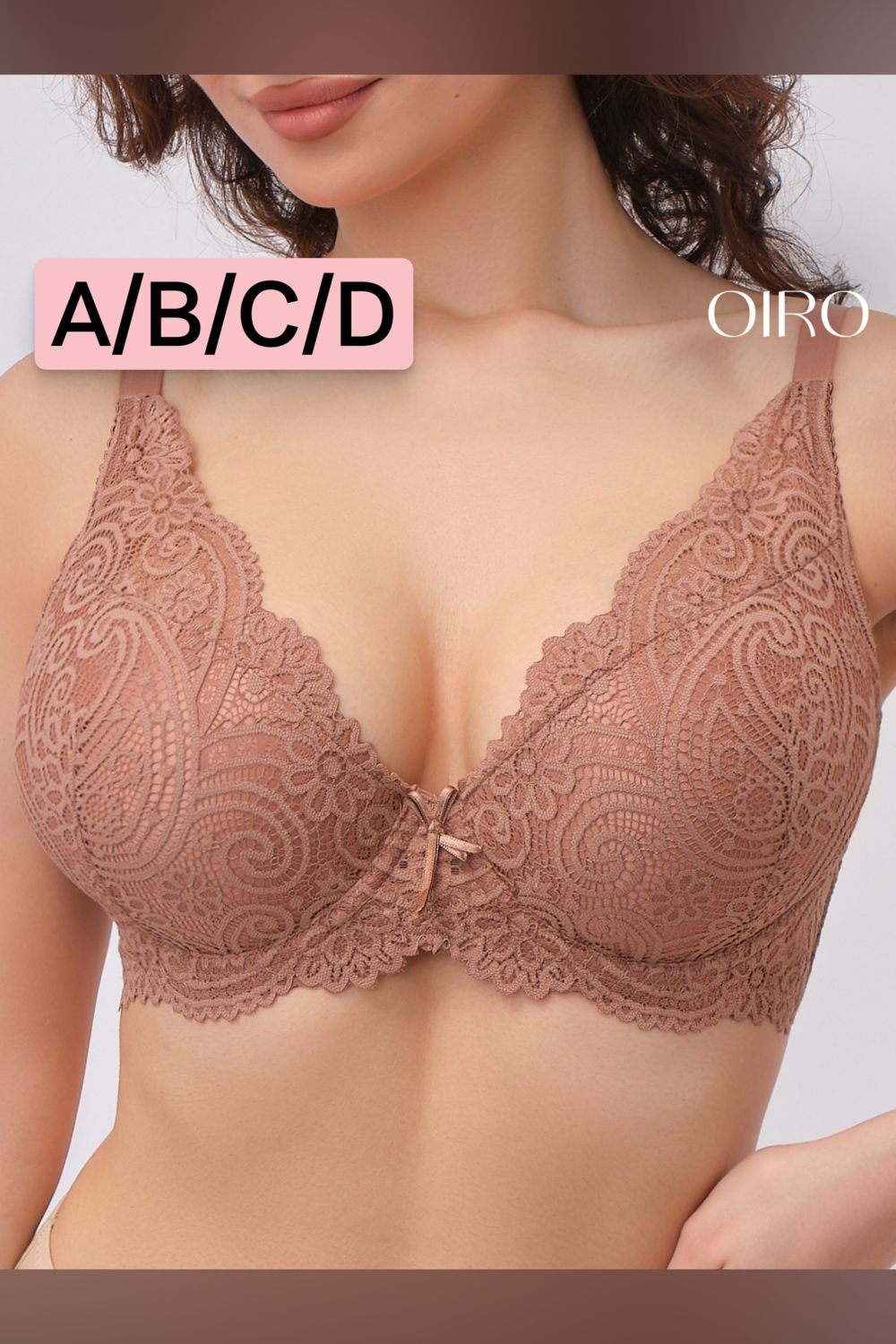 Бюстгальтер кружевной OIRO с пуш-ап ALICE 1032 - кофе