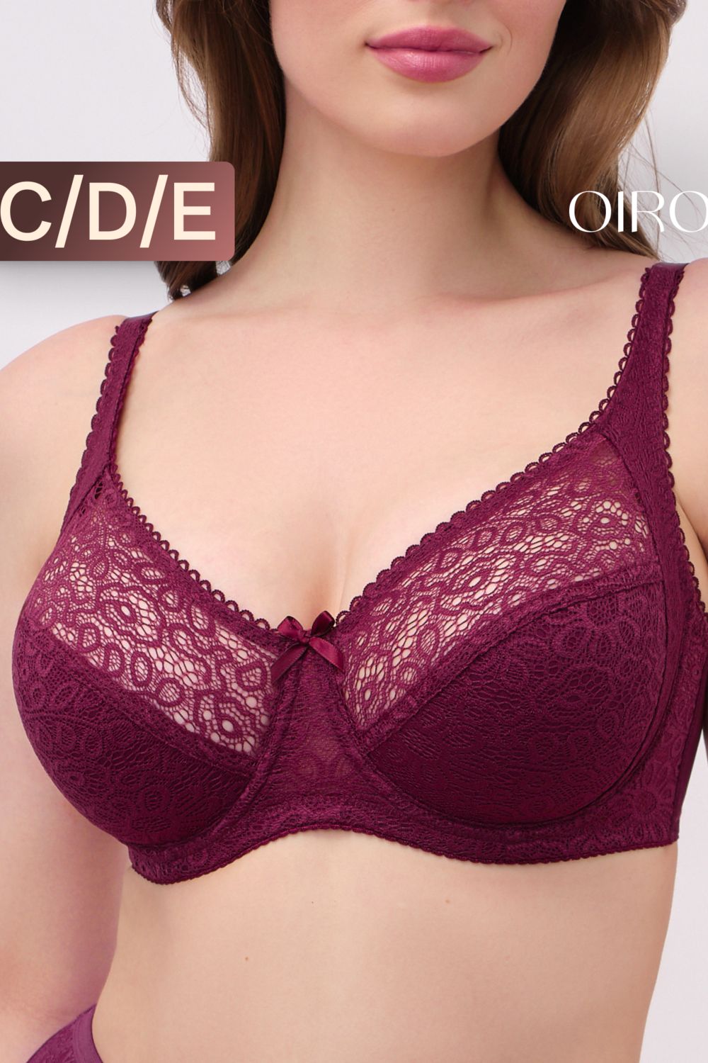 Бюстгальтер OIRO кружевной OLIVIA 2808 - бордовый
