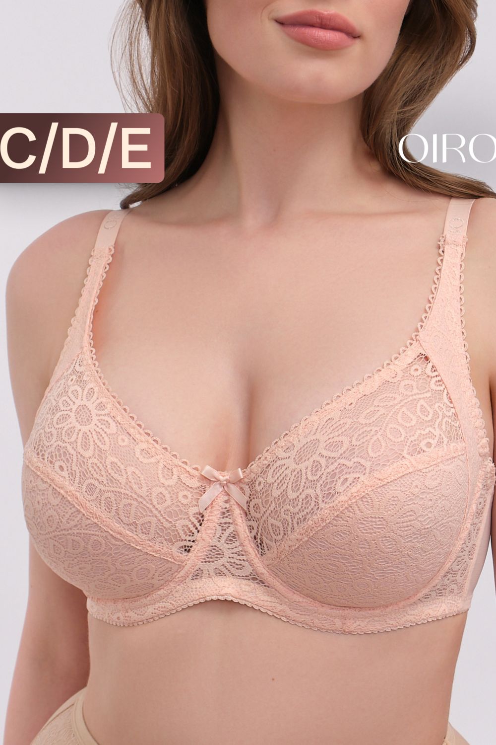Бюстгальтер OIRO кружевной OLIVIA 2808 - персиковый