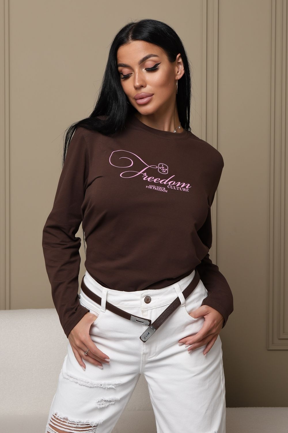 Лонгслив женский ЛЖ001 - шоколад