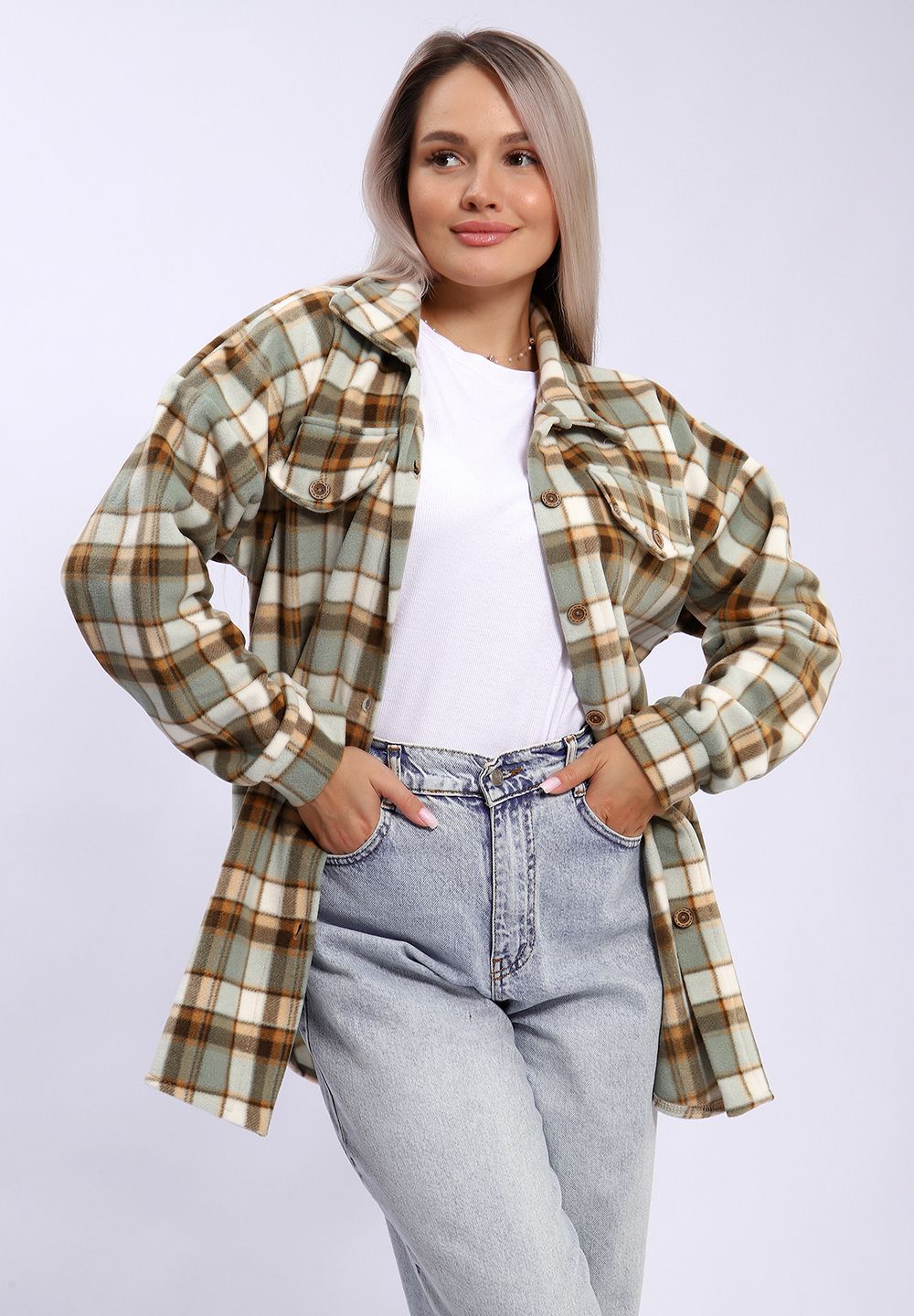 885 Рубашка флис - оливковый