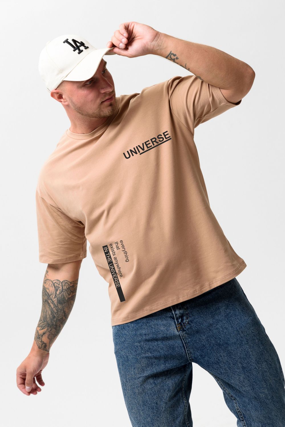 8570 футболка оверсайз мужская - кофе+вселенная